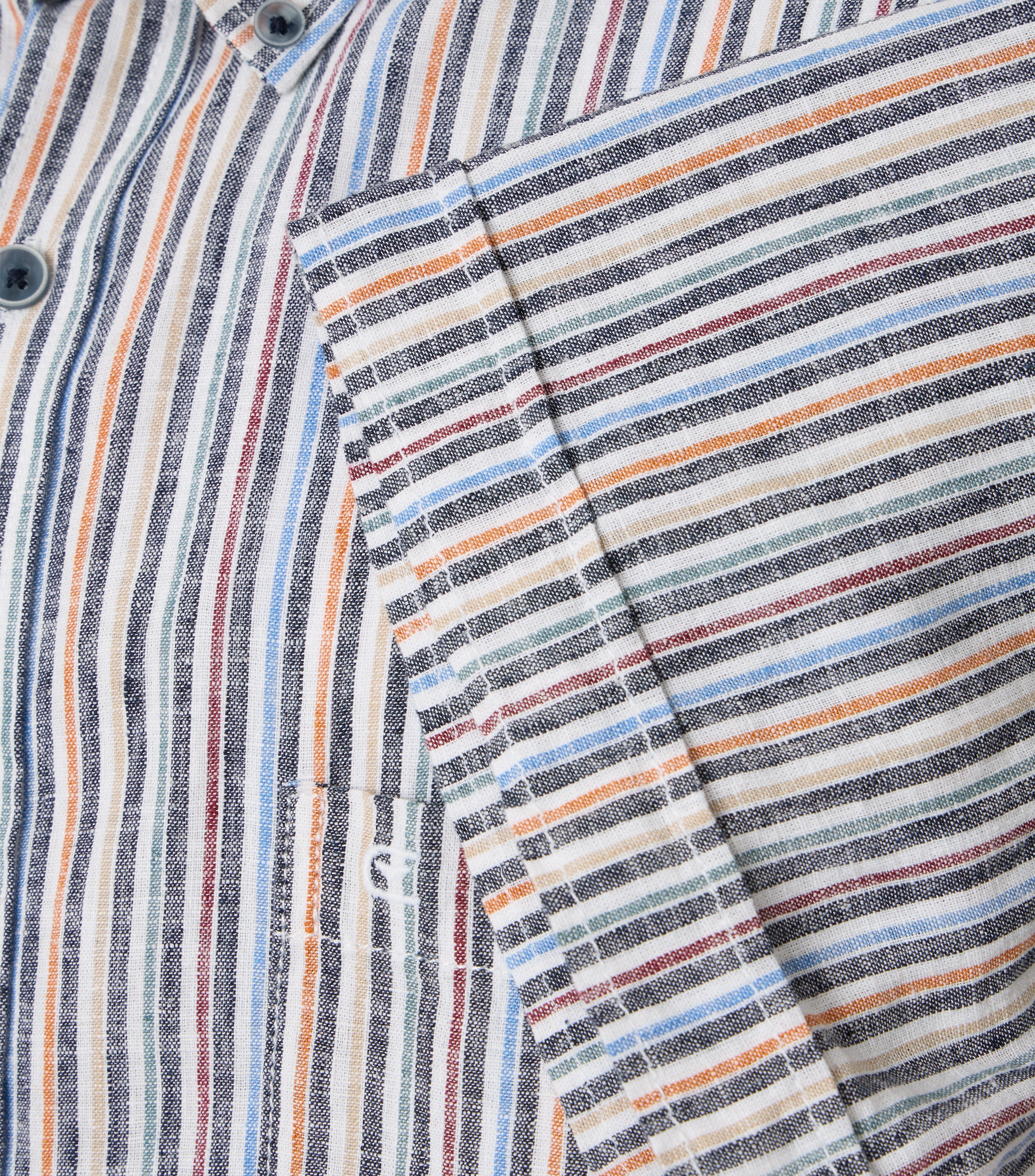 CASAMODA Linen Short Sleeve Shirt Striped Blue 3XL 9