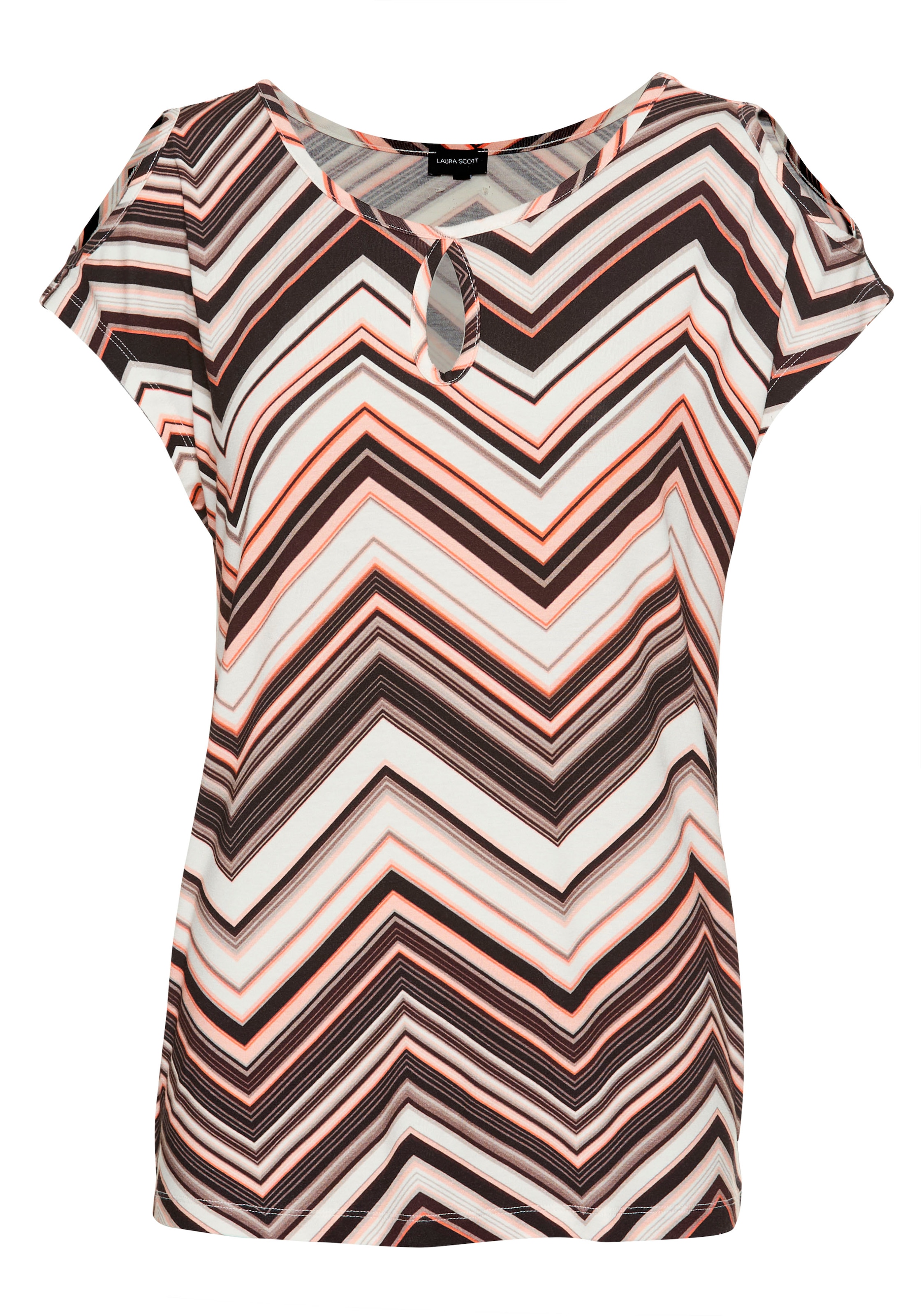 Laura Scott Rundhalsshirt, im Retro-Design mit Loch-Applikation - NEUE KOLLEKTION