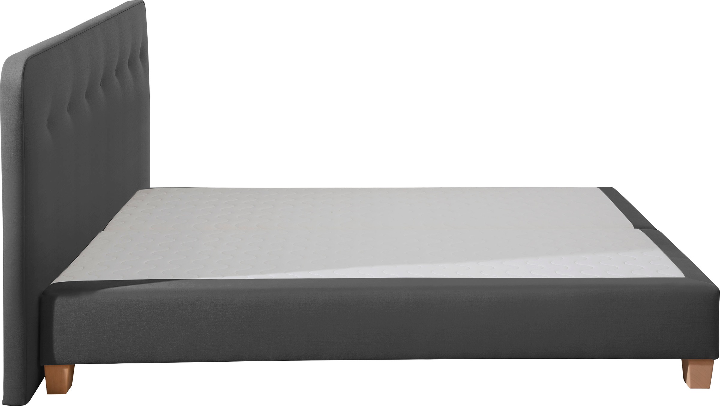 Boxspringbett HOME AFFAIRE "Fargo", grau (anthrazit), B:193cm L:207cm, Struktur fein (100% Polyester);Samtstoff (100% Polyester), Komplettbetten, Boxspringbett, inkl. Topper, in 3 Matratzenarten, in Samt- oder Strukturstoff 6
