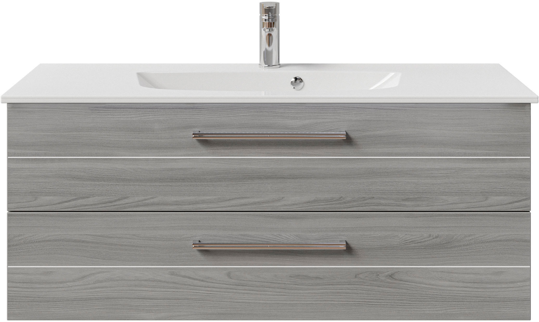 Saphir Waschtisch »Serie 6025 Mineralmarmor-Waschtisch mit Unterschrank, 117 cm breit«, Waschplatz mit 2 Schubladen, hängend, verschiedene Ausführungen