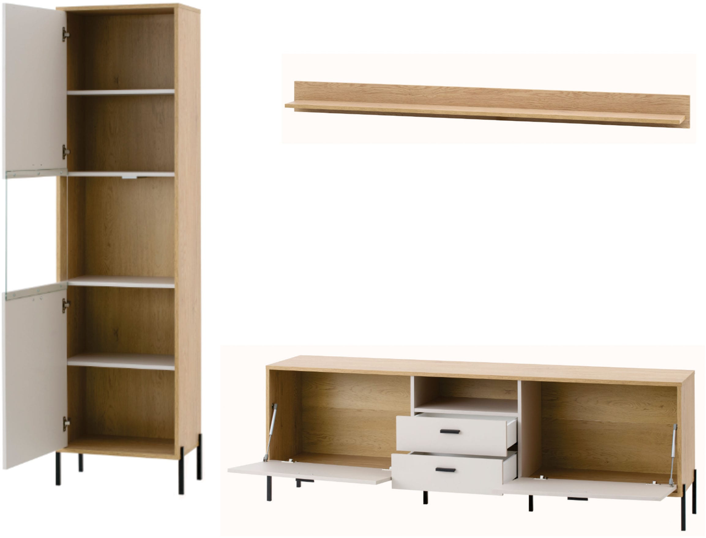 Home affaire Wohnwand »Fredericia, moderne Anbauwand, Komplettset in Kaschmir« Set, 3 Stk. tlg.