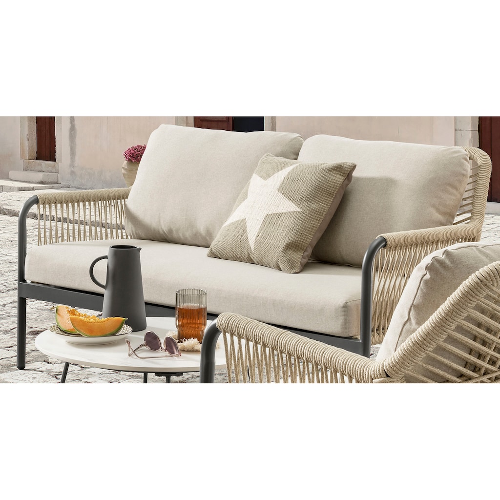 Destiny Gartenlounge-Set »GENUA«, (12 tlg.), 1 Sofa, 2 Sessel, 2 Tische ⌀ 60x40 u. ⌀ 40x50 cm