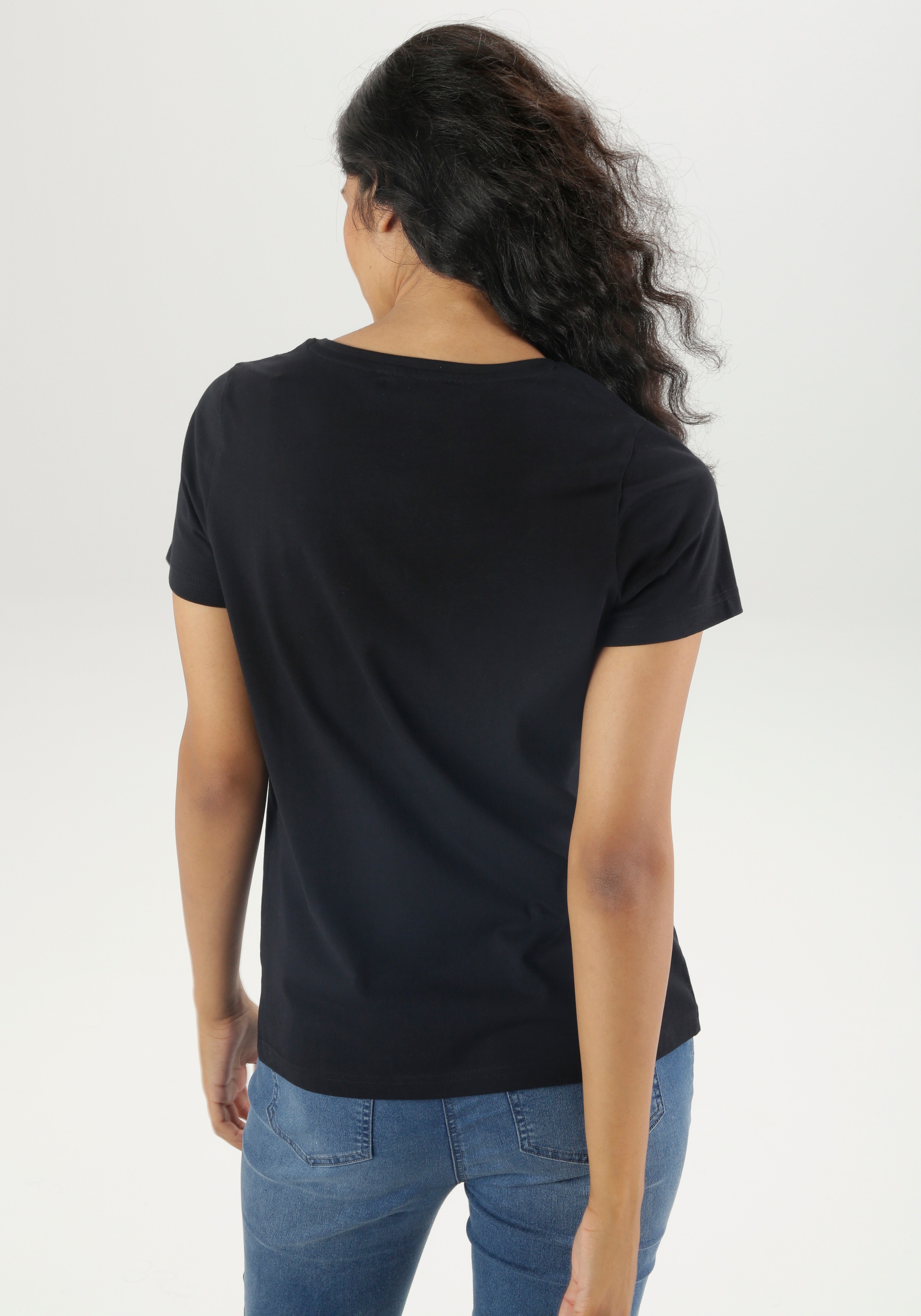 Aniston SELECTED T-Shirt, in zeitlosem Schwarz-Weiß