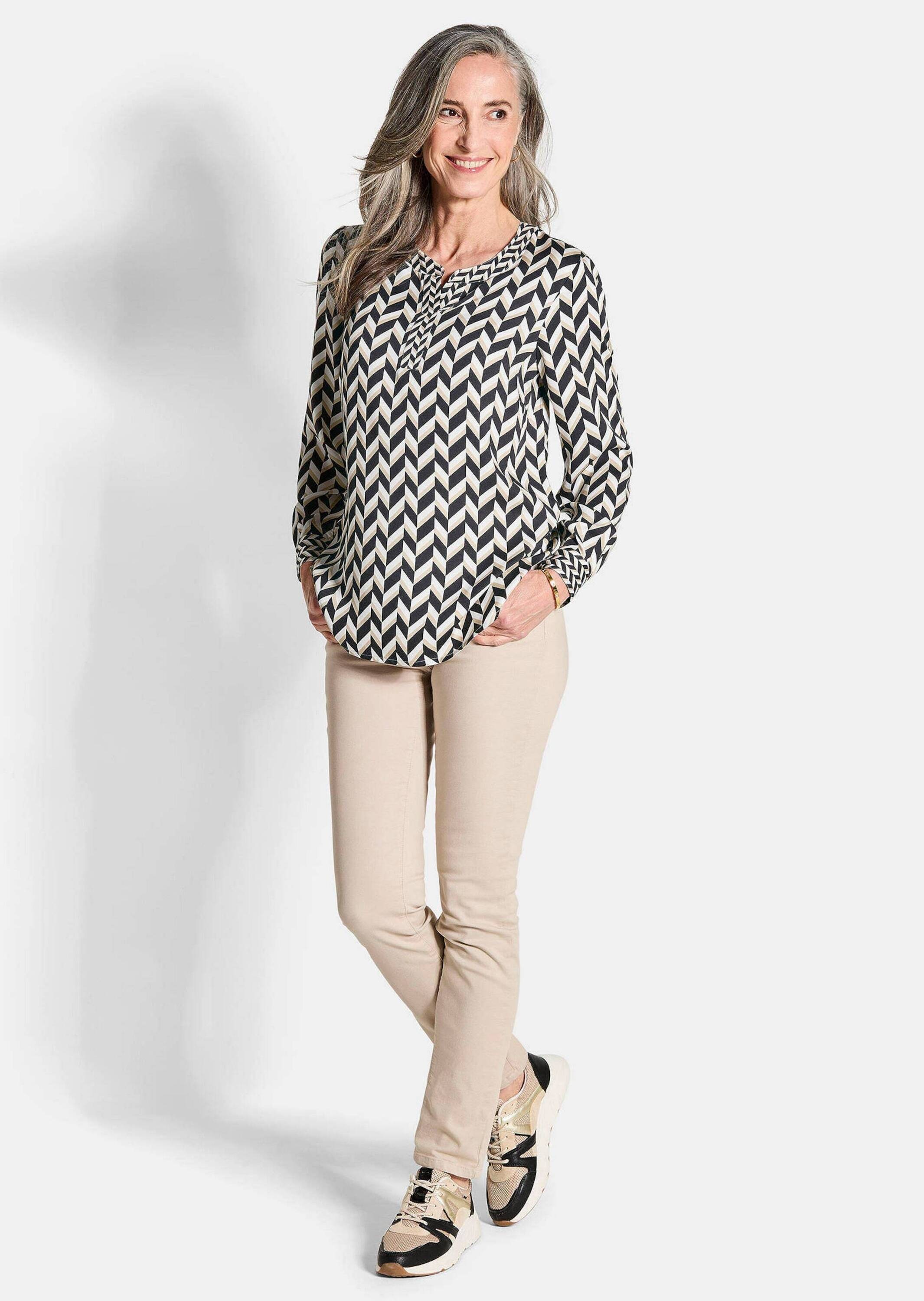 GOLDNER Schlupfbluse "Grafische Viskosebluse mit Rundhals" günstig online kaufen