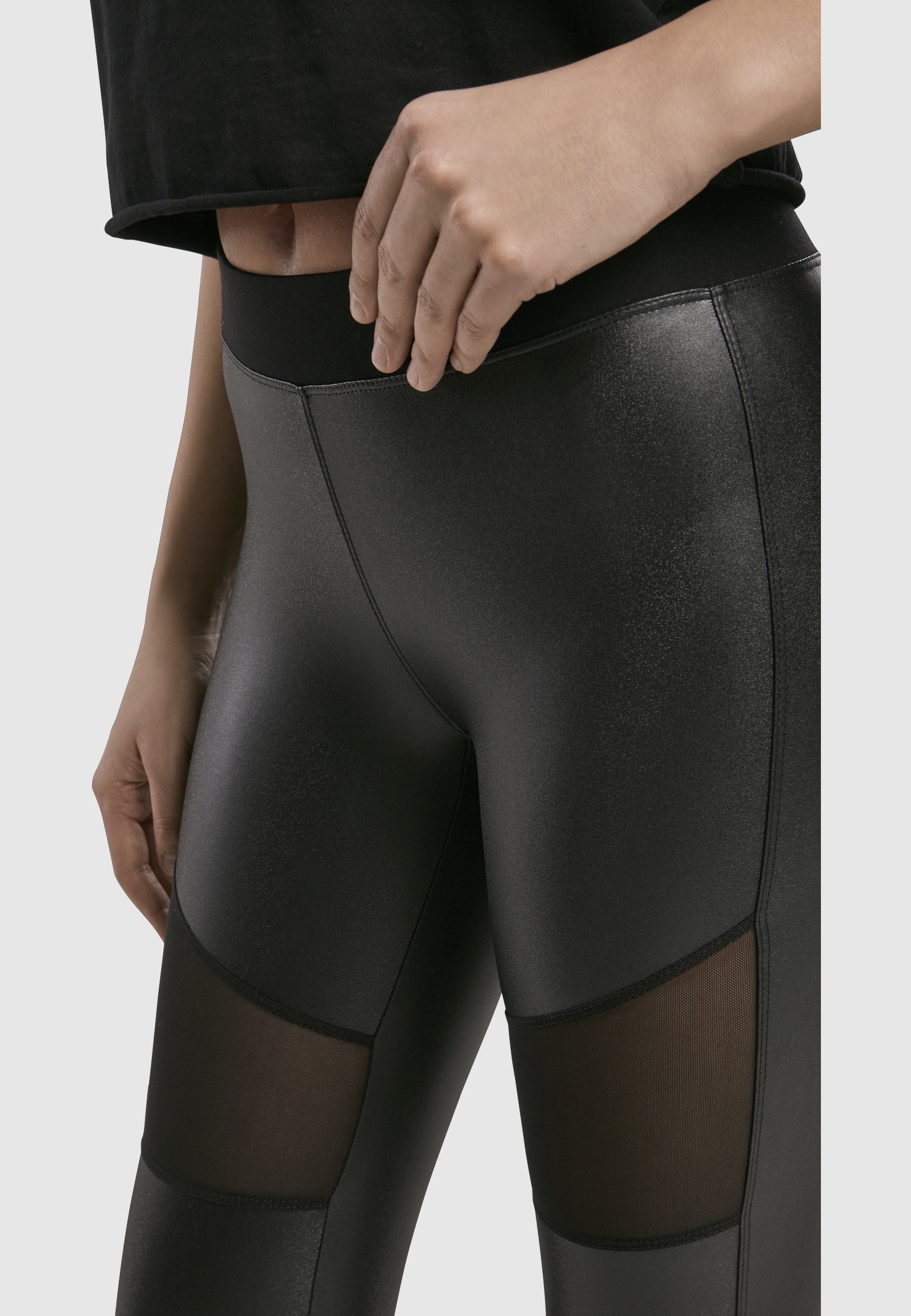 URBAN CLASSICS Leggings »Urban Classics Damen Ladies Tech Mesh Faux Leather Leggings«