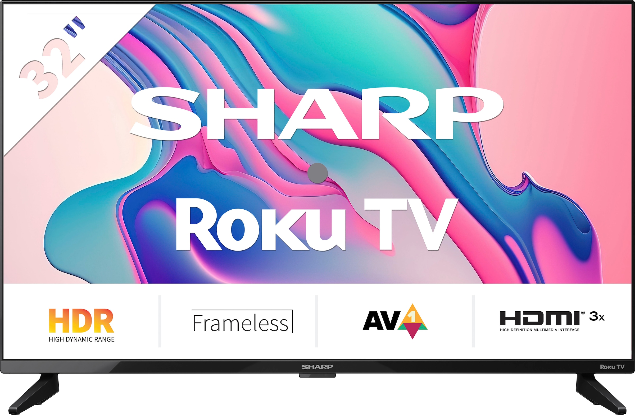 Sharp LED-Fernseher, 81 cm/32 Zoll, HD-ready, Smart-TV, Roku TV nur in Deutschland verfügbar, Rahmenlos, HDR10, Dolby Digital