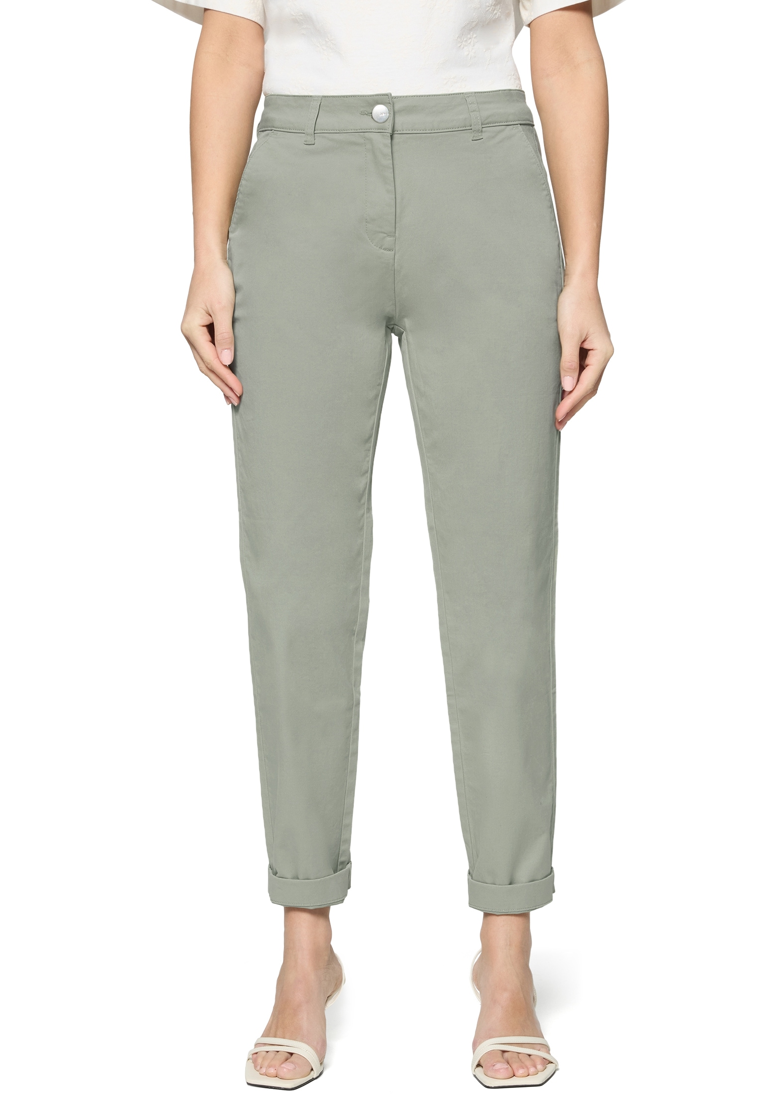 Zero Stoffhose "Damen Chino mit Umschlag 28 Inch" Plain/ ohne Details günstig online kaufen