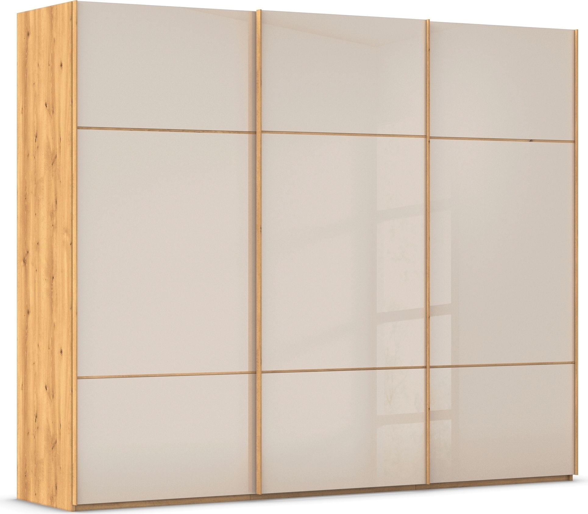 rauch "Kleiderschrank Schrank Garderobe Schlafzimmerschrank SCALE-TRIO" edle dreigeteilte Front mit 2 Zierleisten Glasfront MADE IN GERMANY