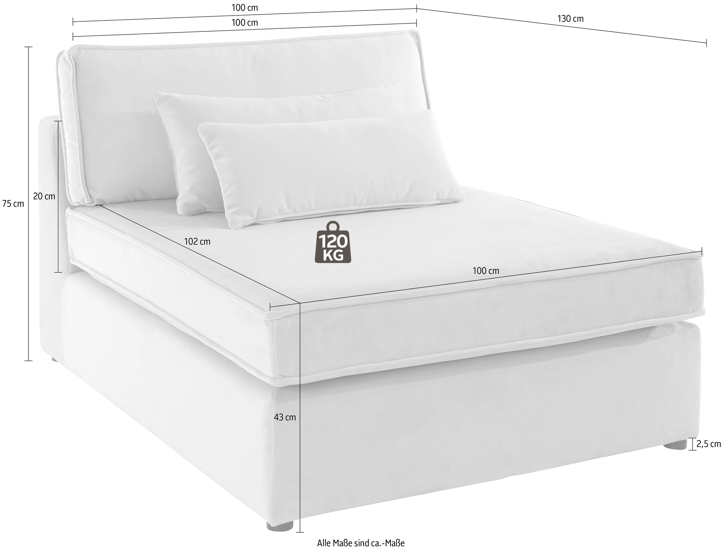 RAUM.ID Sofa-Mittelelement »Enid«, Teil eines Modulsofas, fester Sitzkomfort, auch in Breitcord