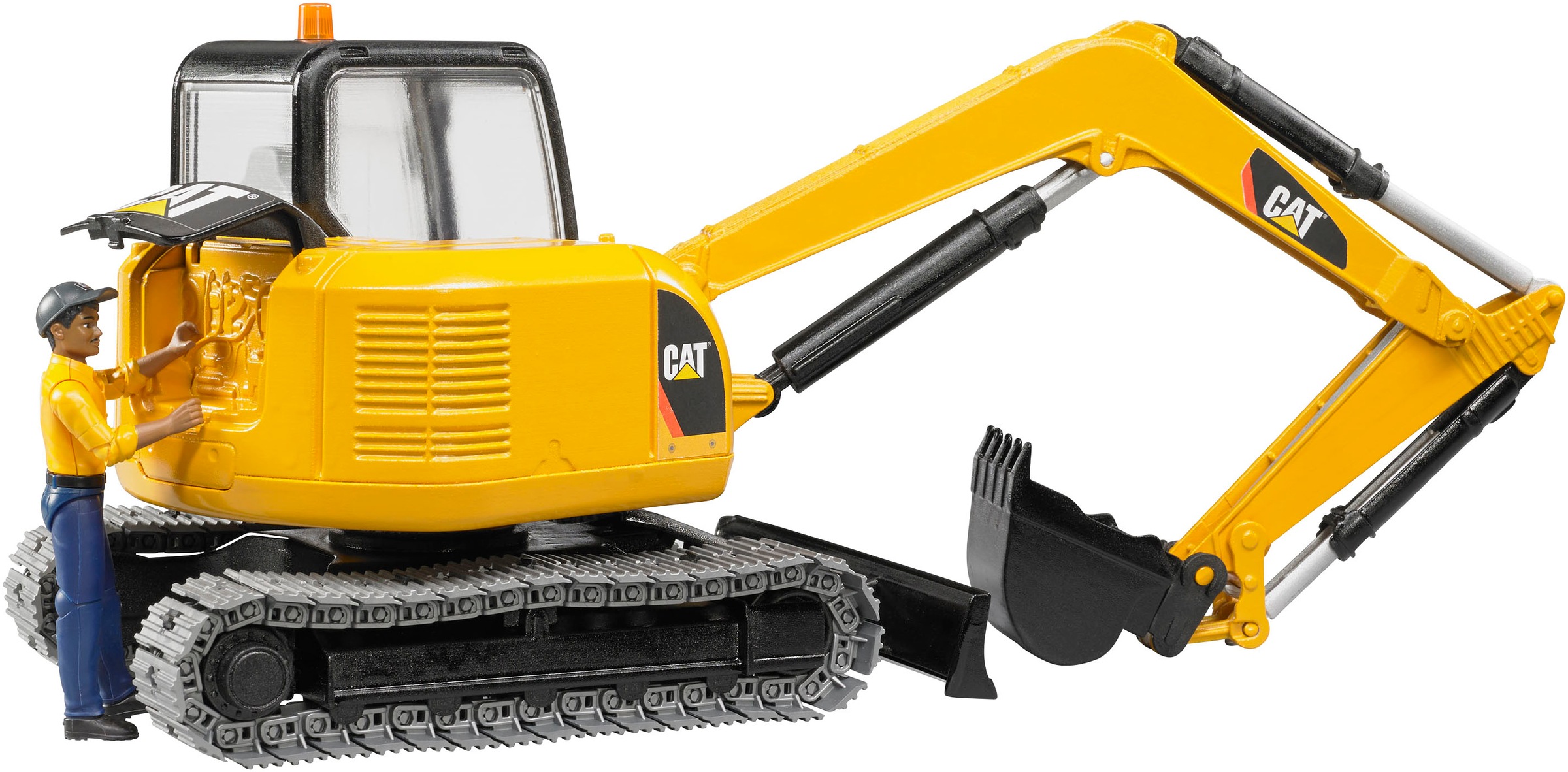 Bruder® Spielzeug-Bagger »Cat Minibagger 35 cm mit Bauarbeiter (02466)«, Made in Europe