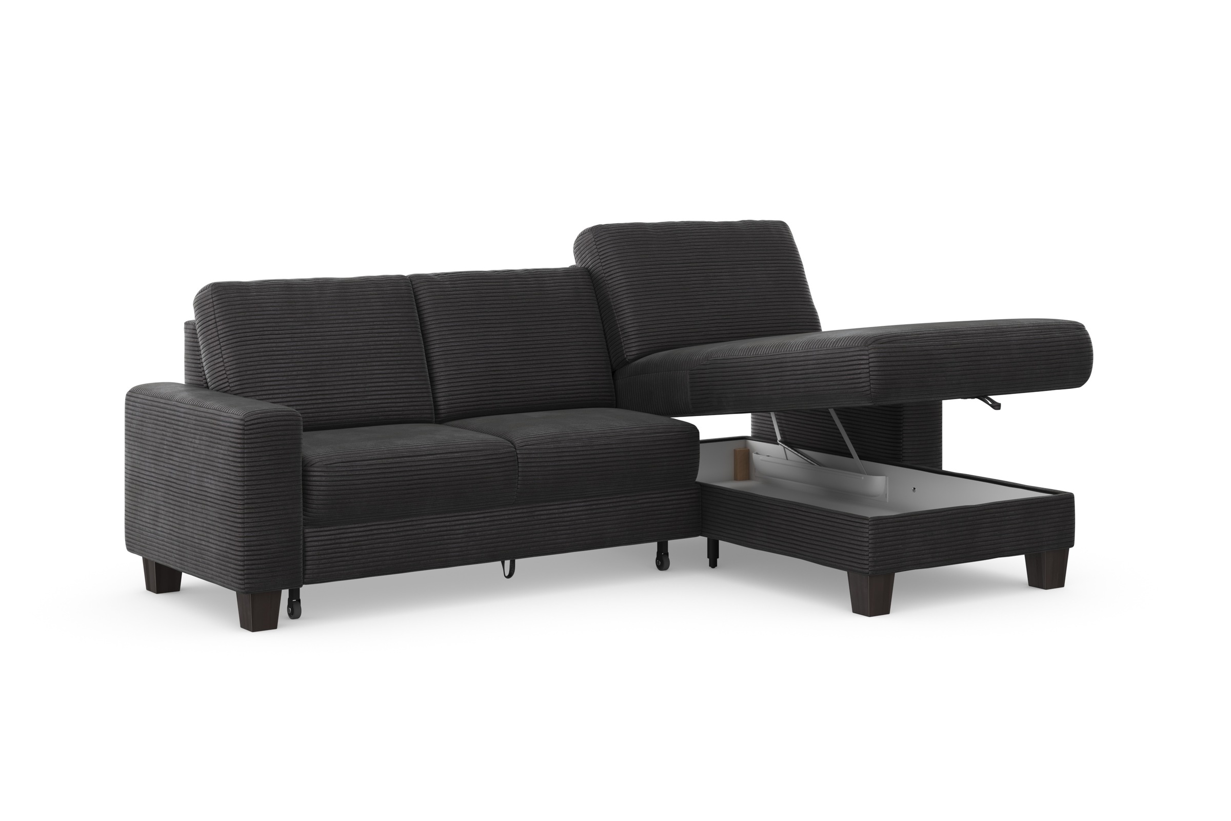 Home affaire Ecksofa »Summer L-Form«, mit Recamiere, mit oder ohne Bettfunktion und Bettkasten, Cord-Bezug