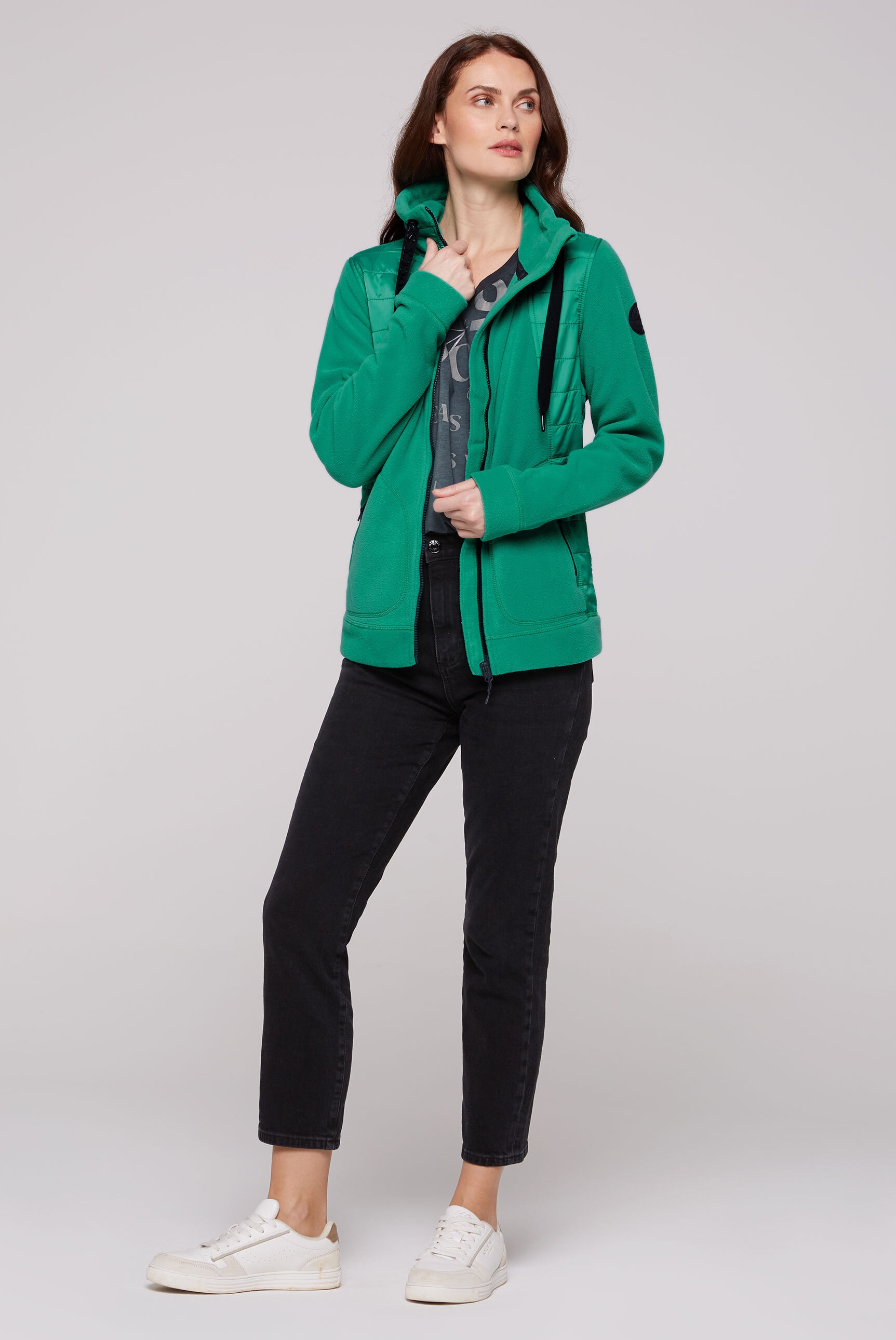 SOCCX Fleecejacke, ohne Kapuze, mit Stehkragen