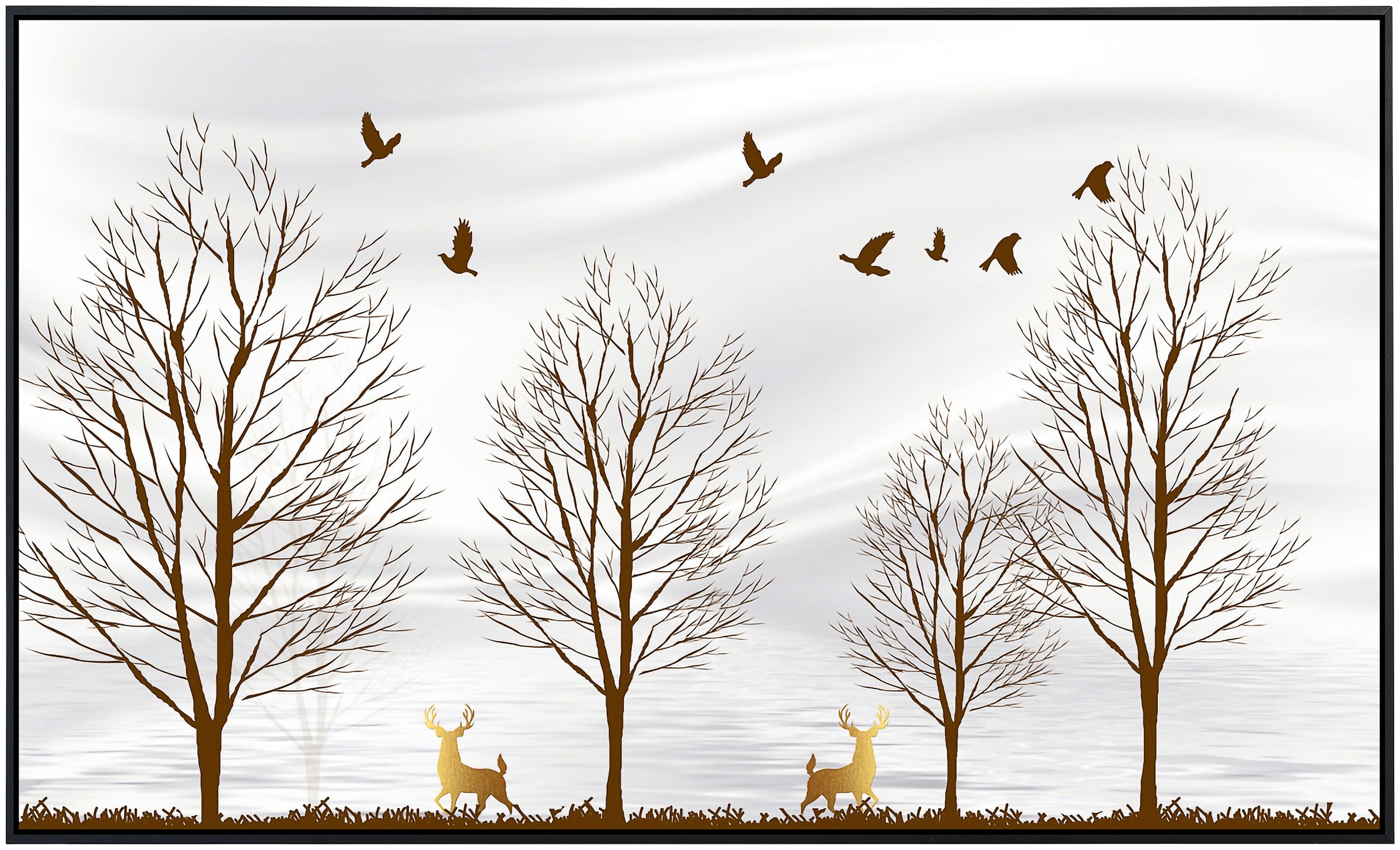 Papermoon Infrarotheizung »Bäume mit Hirschen und Vögeln«, sehr angenehme Strahlungswärme