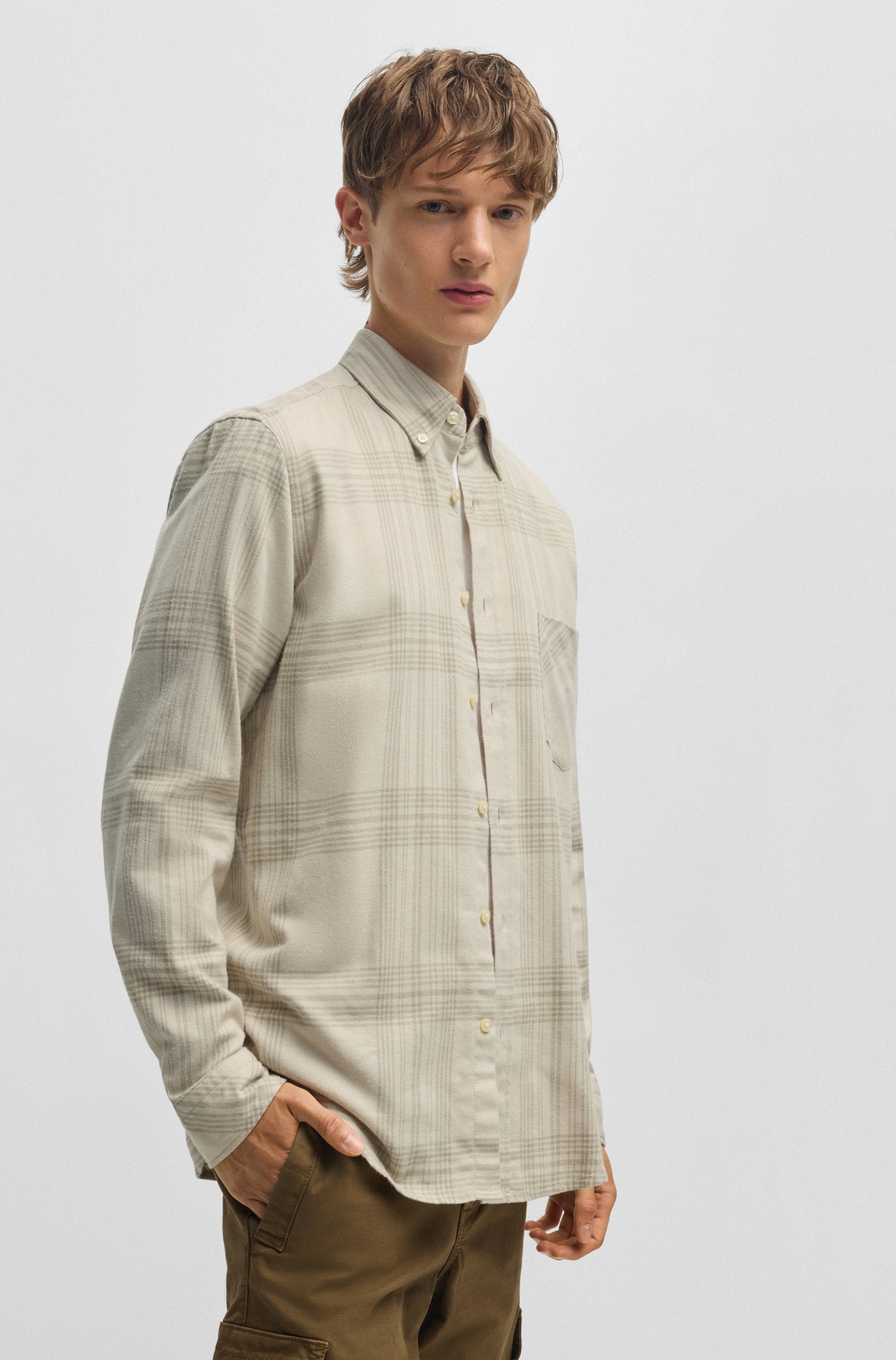 BOSS ORANGE Langarmhemd "Rickert" mit dezentem Karo-Design günstig online kaufen