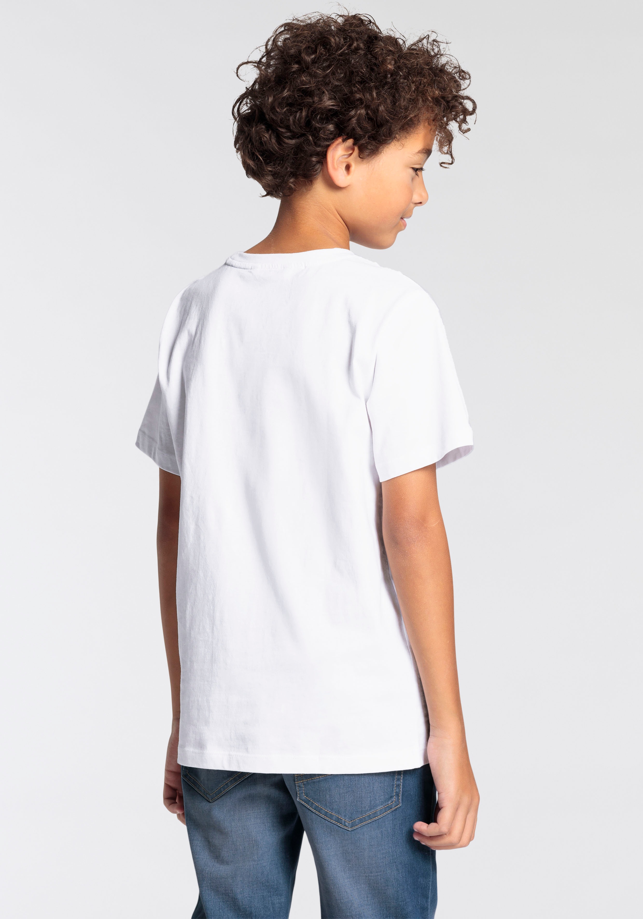 Thumbnail - DELMAO T-Shirt "für Jungen" Kurzarm, Basic-Design, Rundhalsausschnitt