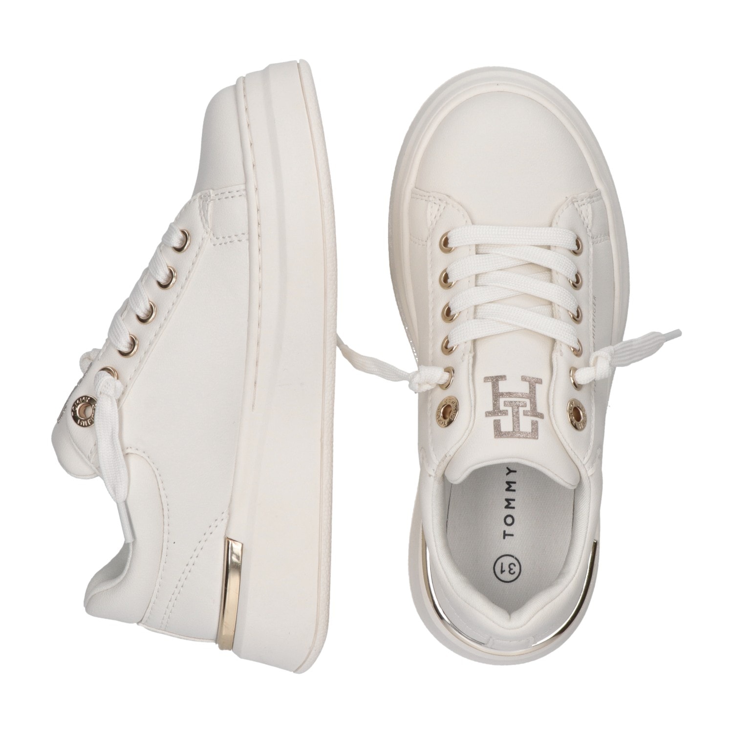 Tommy Hilfiger Plateausneaker, Sneaker, Plateauschuh, Schnürschuh mit Metallic-Einsätzen