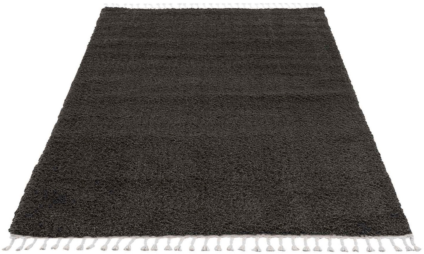 Carpet City Hochflor-Teppich »Pulpy 100«, rechteckig, 30 mm Höhe, Läufer, weich, mit Fransen, uni, viele Größen, Wohnzimmer, Schafzimmer