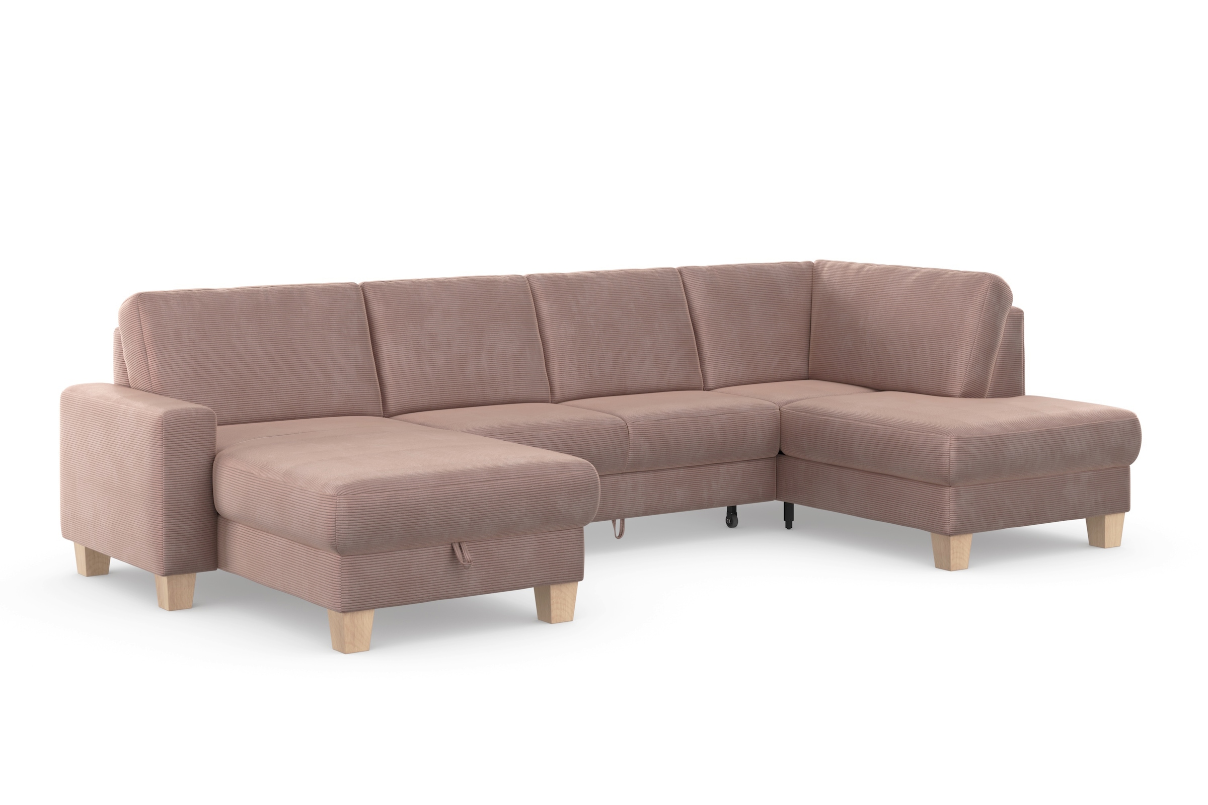 Home affaire Wohnlandschaft »Summer U-Form«, mit oder ohne Bettfunktion und Bettkasten, Cord-Bezug