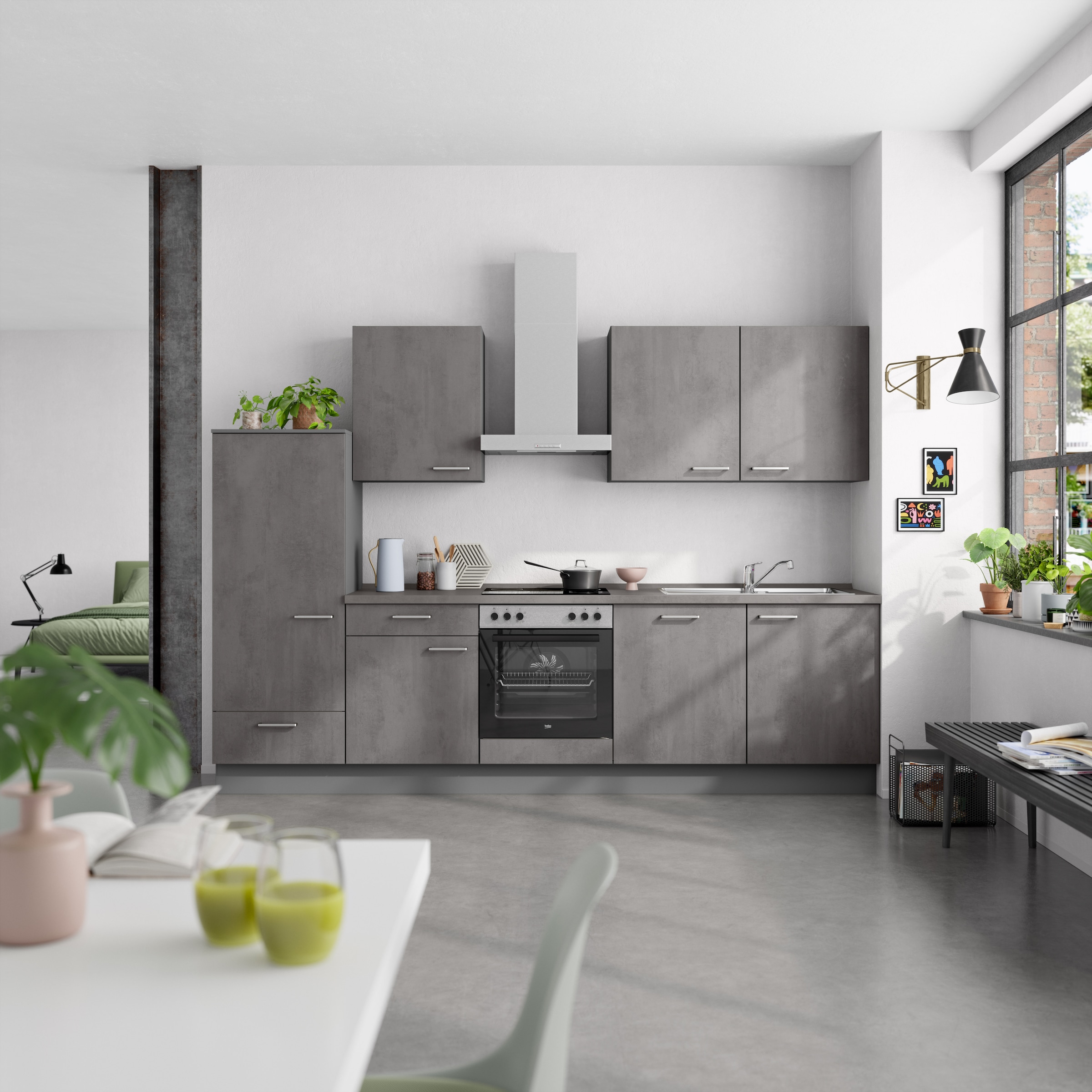 nobilia® Küchenzeile »"Riva I"«, vormontiert, Ausrichtung wählbar, Breite 300 cm, wahlw. mit E-Geräten
