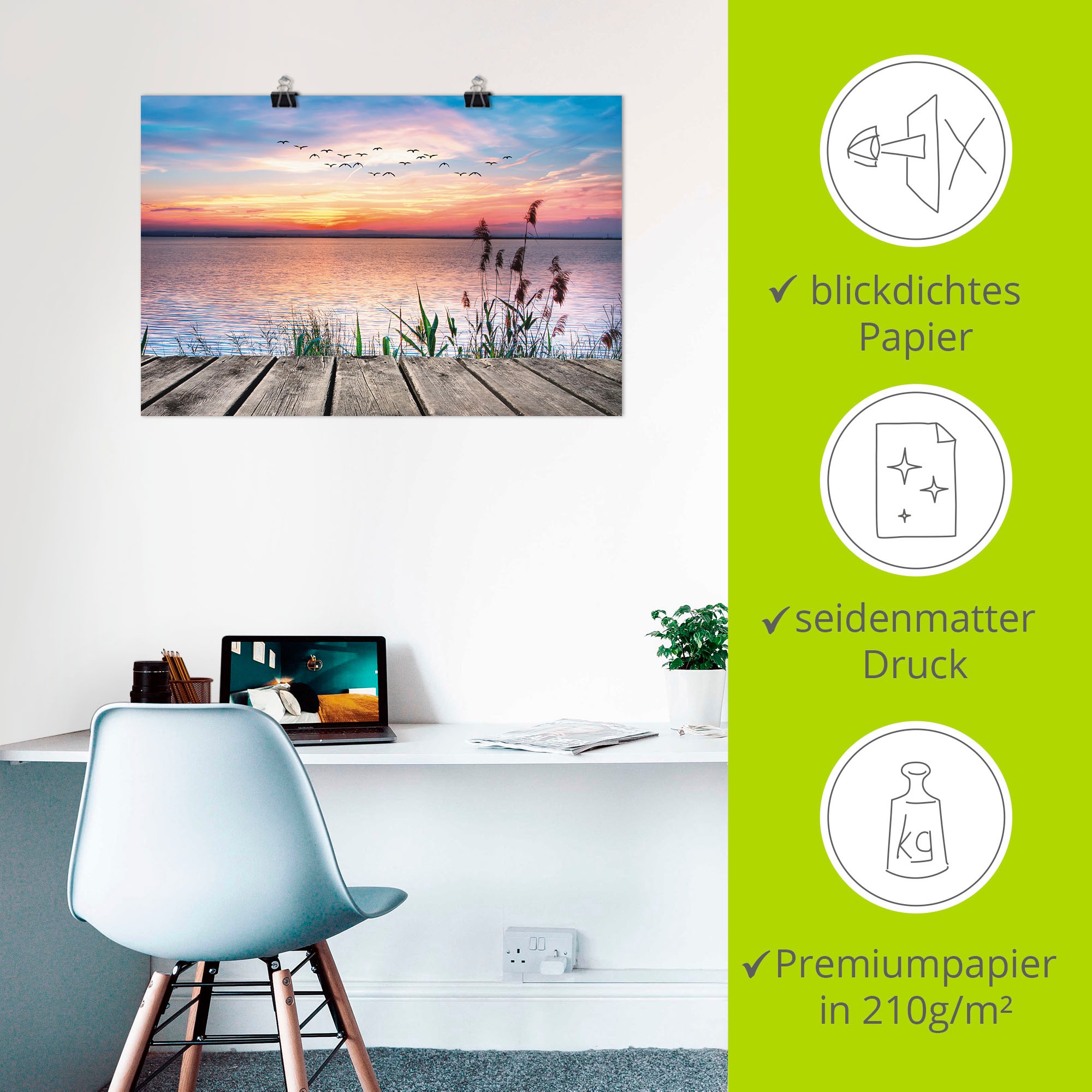 Artland Wandbild »Der See in den Farben der Wolken«, Gewässer, (1 St.), als Alubild, Outdoorbild, Leinwandbild, Poster, Wandaufkleber