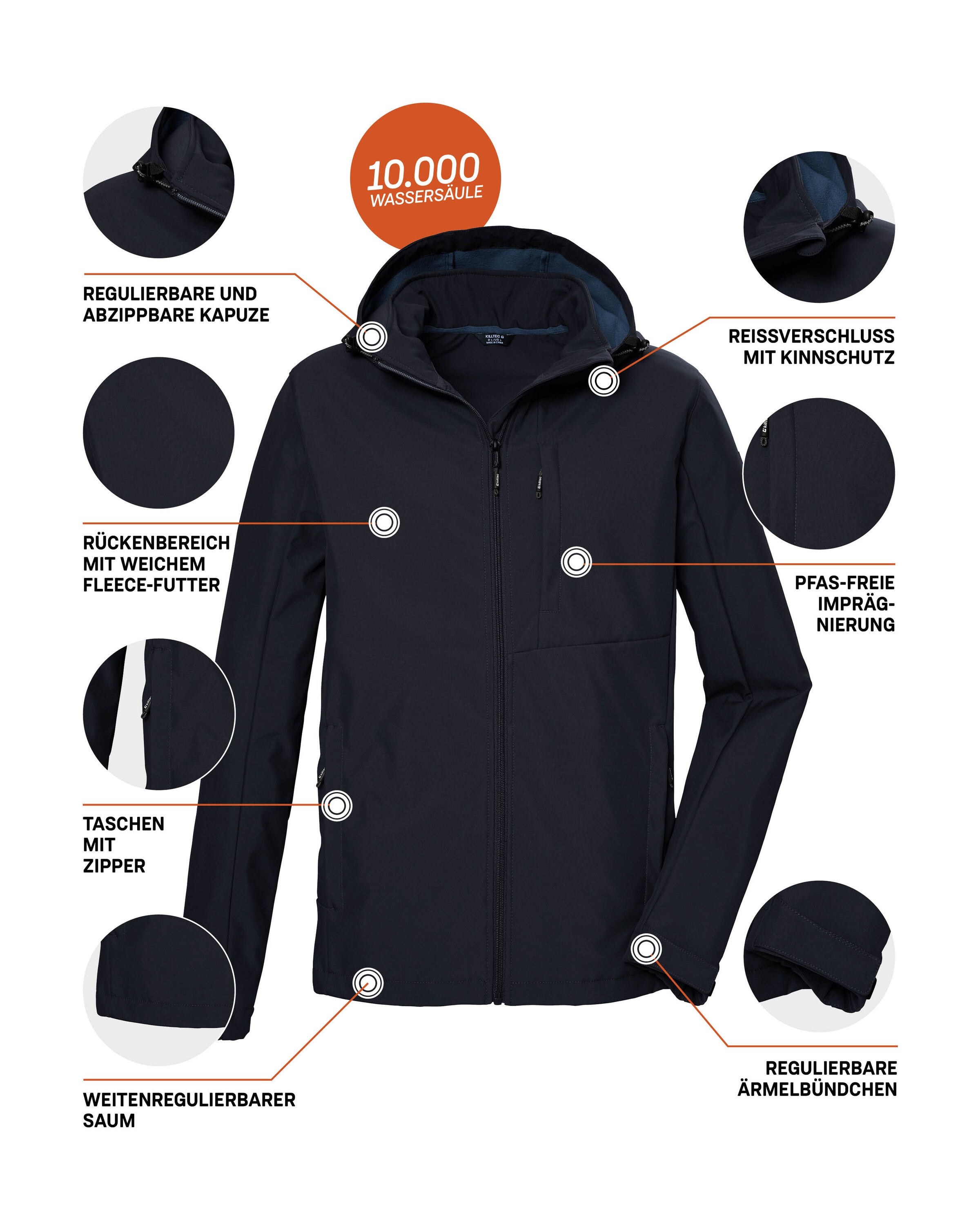 Killtec Softshelljacke »KOS 103 MN SFTSHLL JCKT«, Atmungsaktive, wind- und wasserabweisende Softshelljacke, PFAS-frei