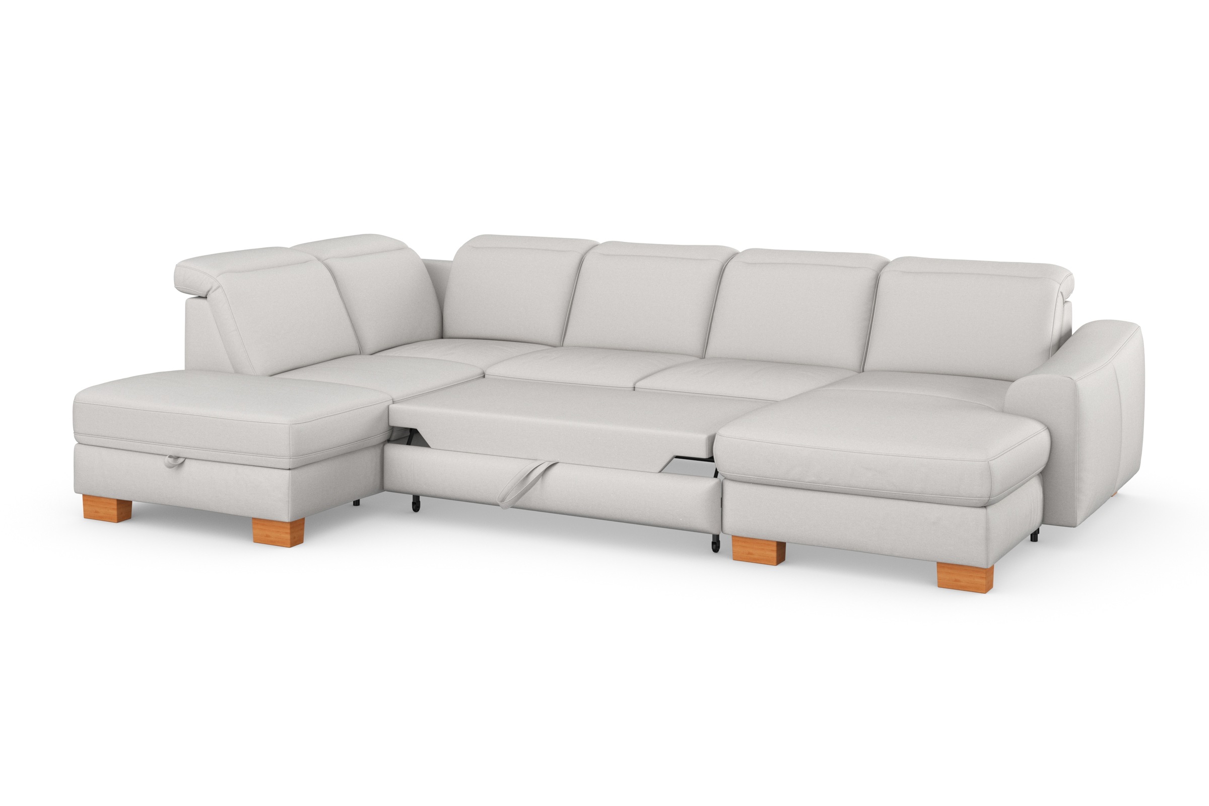 sit&more Wohnlandschaft »Dundee U-Form«, mit Federkern und Massivholzfüßen, wahlweise mit Kopfteilverstellung