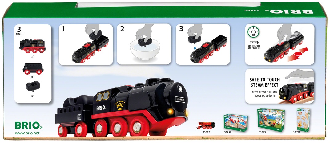 BRIO® Spielzeug-Zug »Batterie-Dampflok mit Wassertank«, mit Licht- und Dampffunktion; FSC® - schützt Wald - weltweit