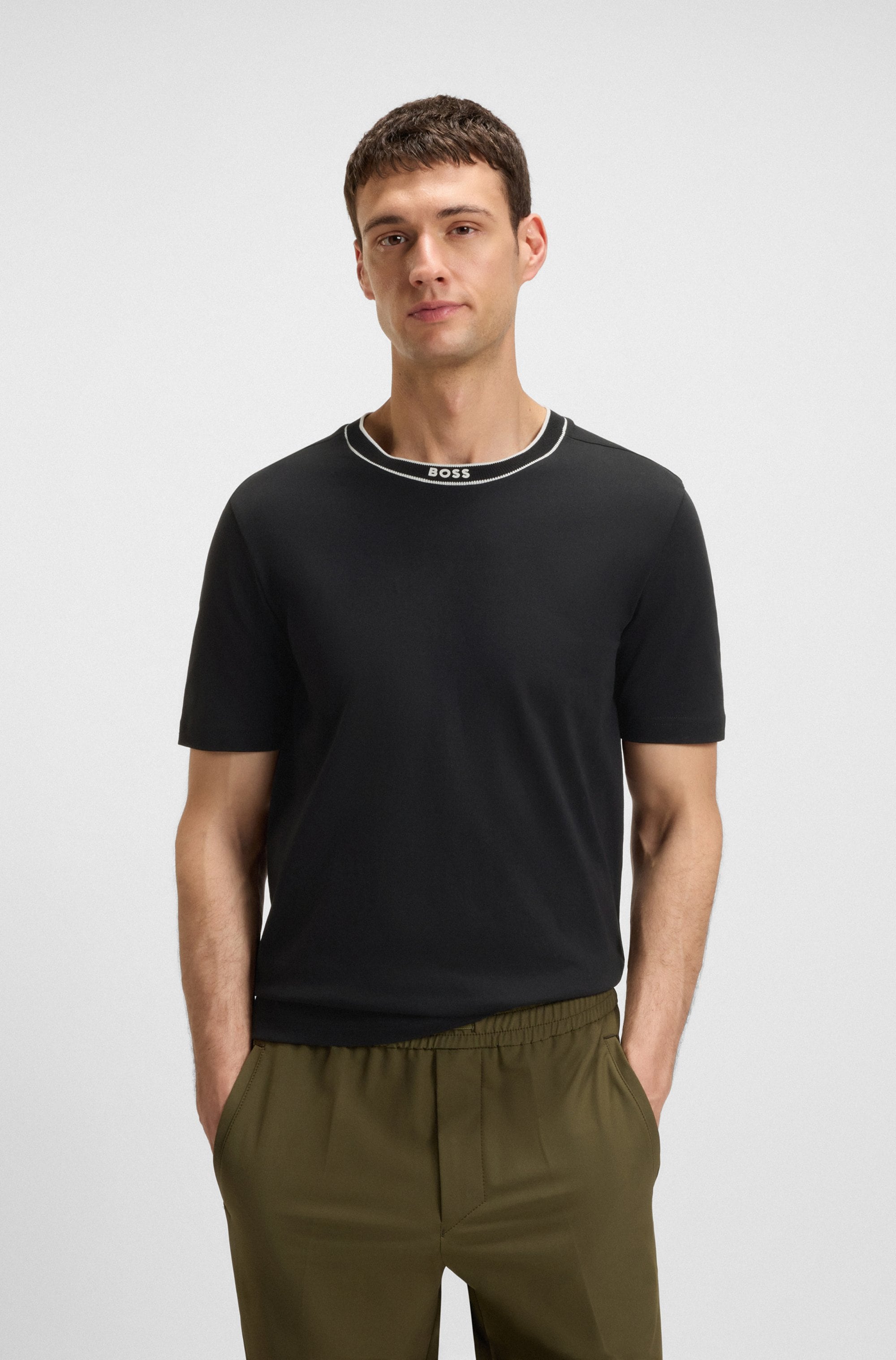 BOSS GREEN T-Shirt "Tee", mit Streifendetail am Ausschnitt günstig online kaufen