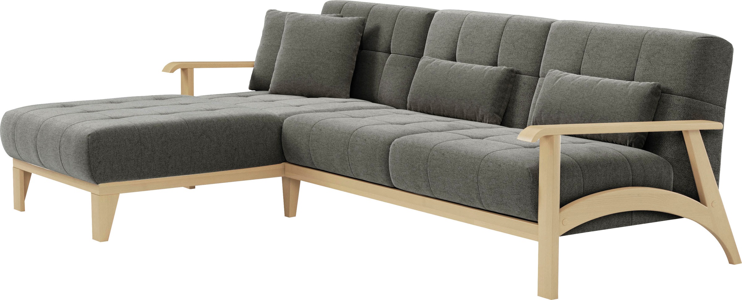 sit&more Ecksofa »Billund L-Form«, Armlehnen aus Buchenholz in natur, verschiedene Bezüge und Farben
