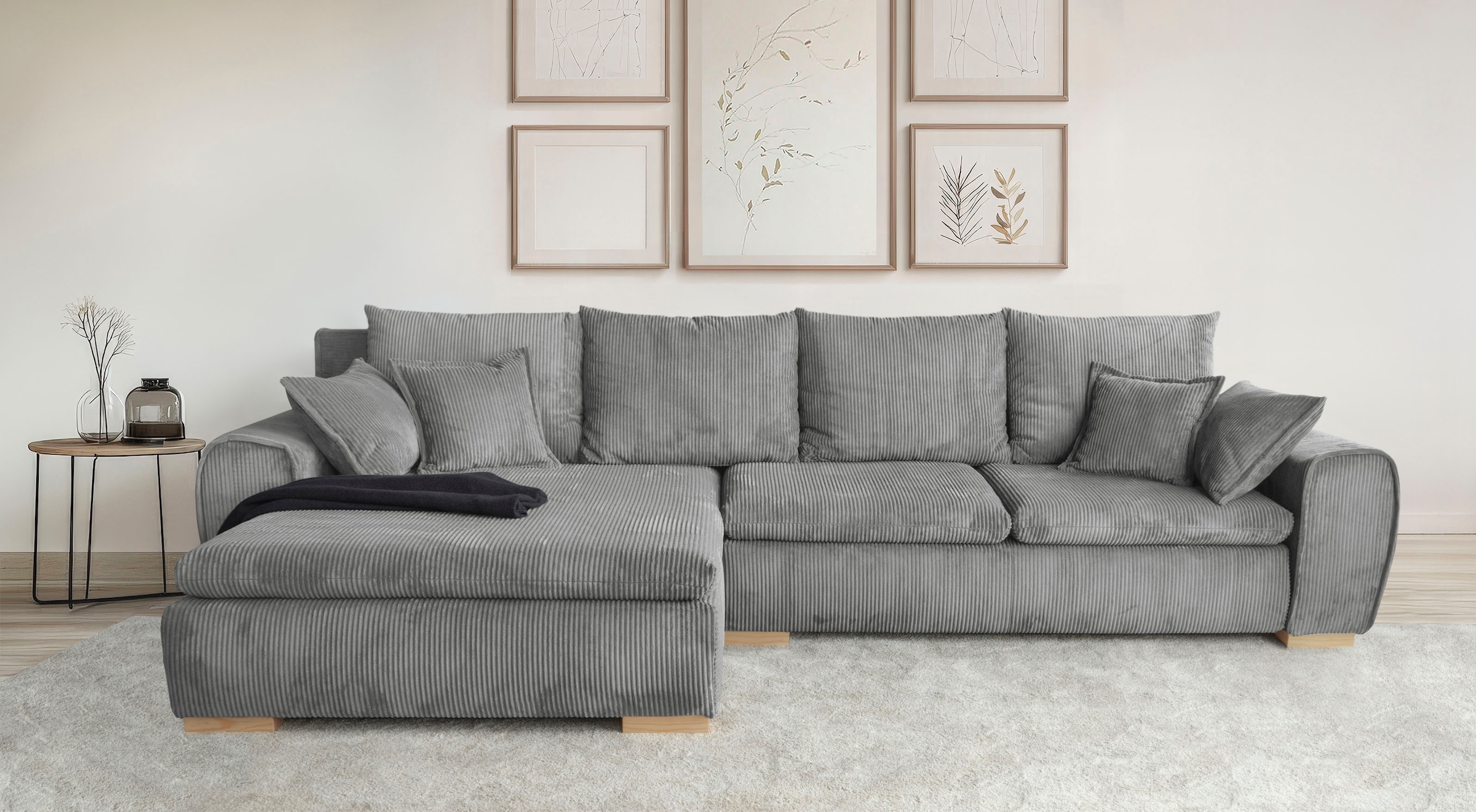 Home affaire Ecksofa »Katja L-Form«, Cord Bezug, inkl. Schlaffunktion und Stauraum