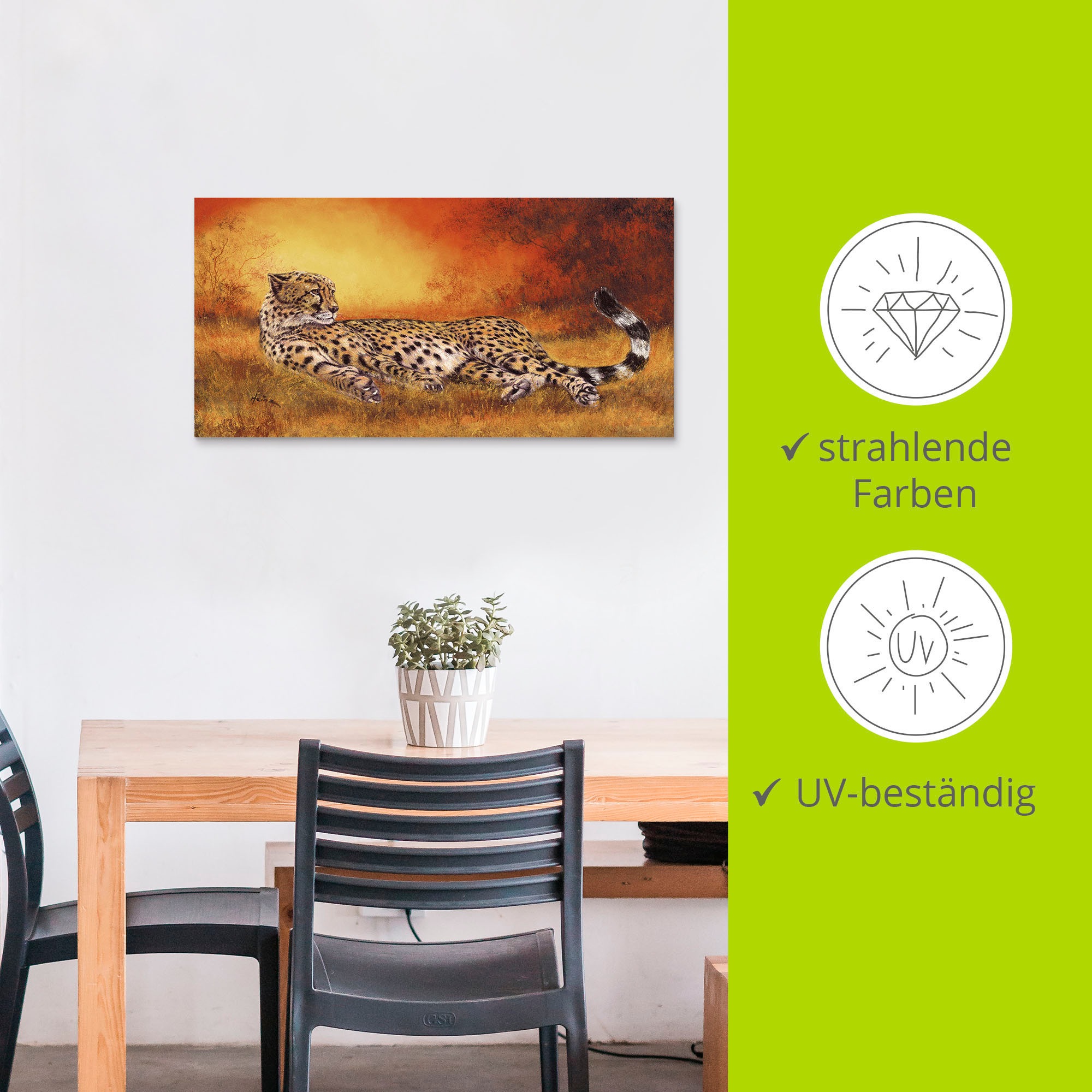 Artland Wandbild »Gepard«, Geparden Bilder, (1 St.), als Alubild, Outdoorbild, Leinwandbild, Poster, Wandaufkleber