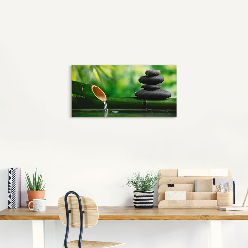 Artland Wandbild »Bambusbrunnen und Zen-Stein«, Zen, (1 St.)