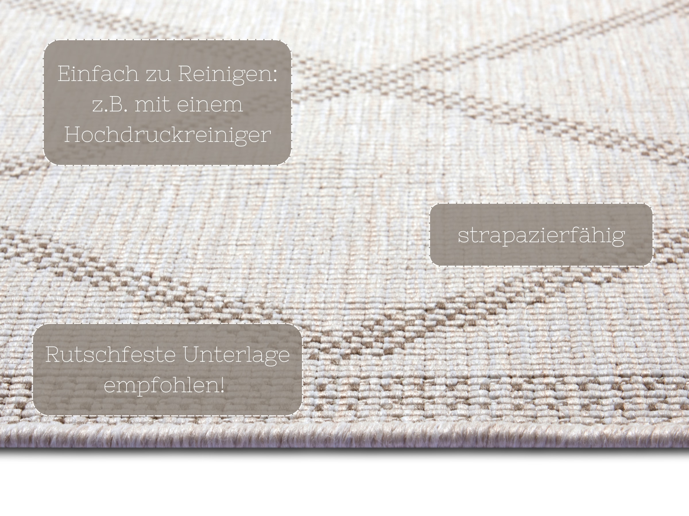 NORTHRUGS Teppich »Corsica Wendeteppich«, rechteckig, 5 mm Höhe, In-& Outdoor, Wetterfest, Balkon, Läufer, Wohnzimmer, Wasserfest