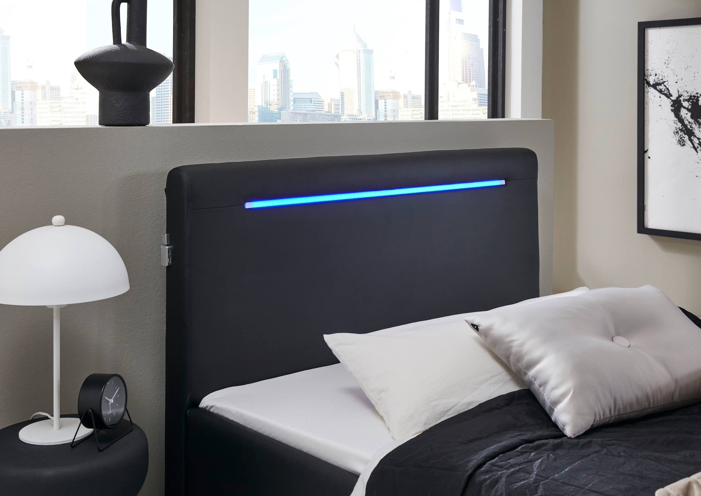 meise.möbel Polsterbett »Las Vegas III mit LED-Beleuchtung und USB-Anschluss«, erhältlich in den Breiten 140 & 180cm