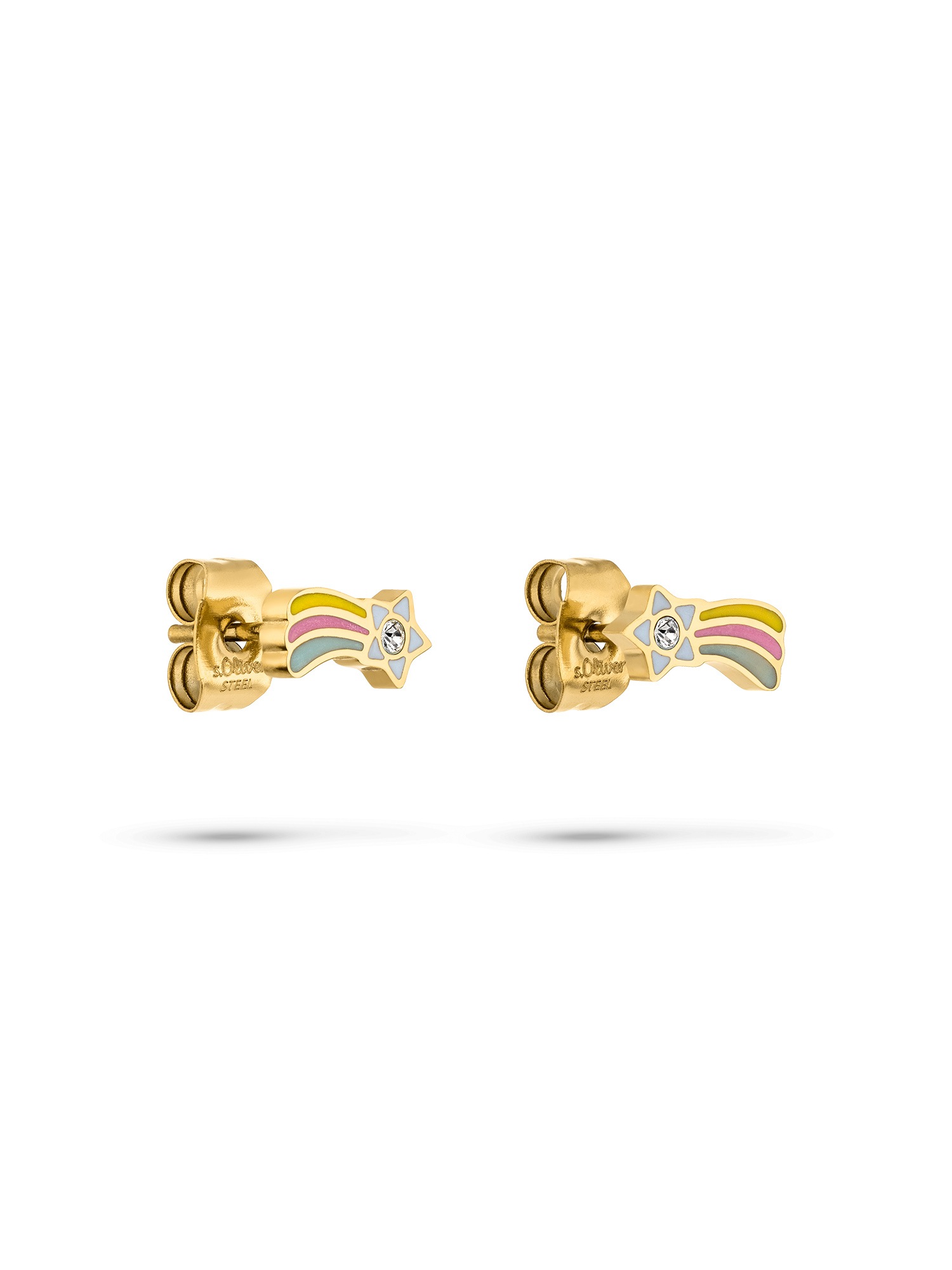 s.Oliver Paar Ohrstecker »Schmuck Edelstahl Sternschnuppen-Desgin The Shooting Star« mit Zirkonia (synth.) - Emaille