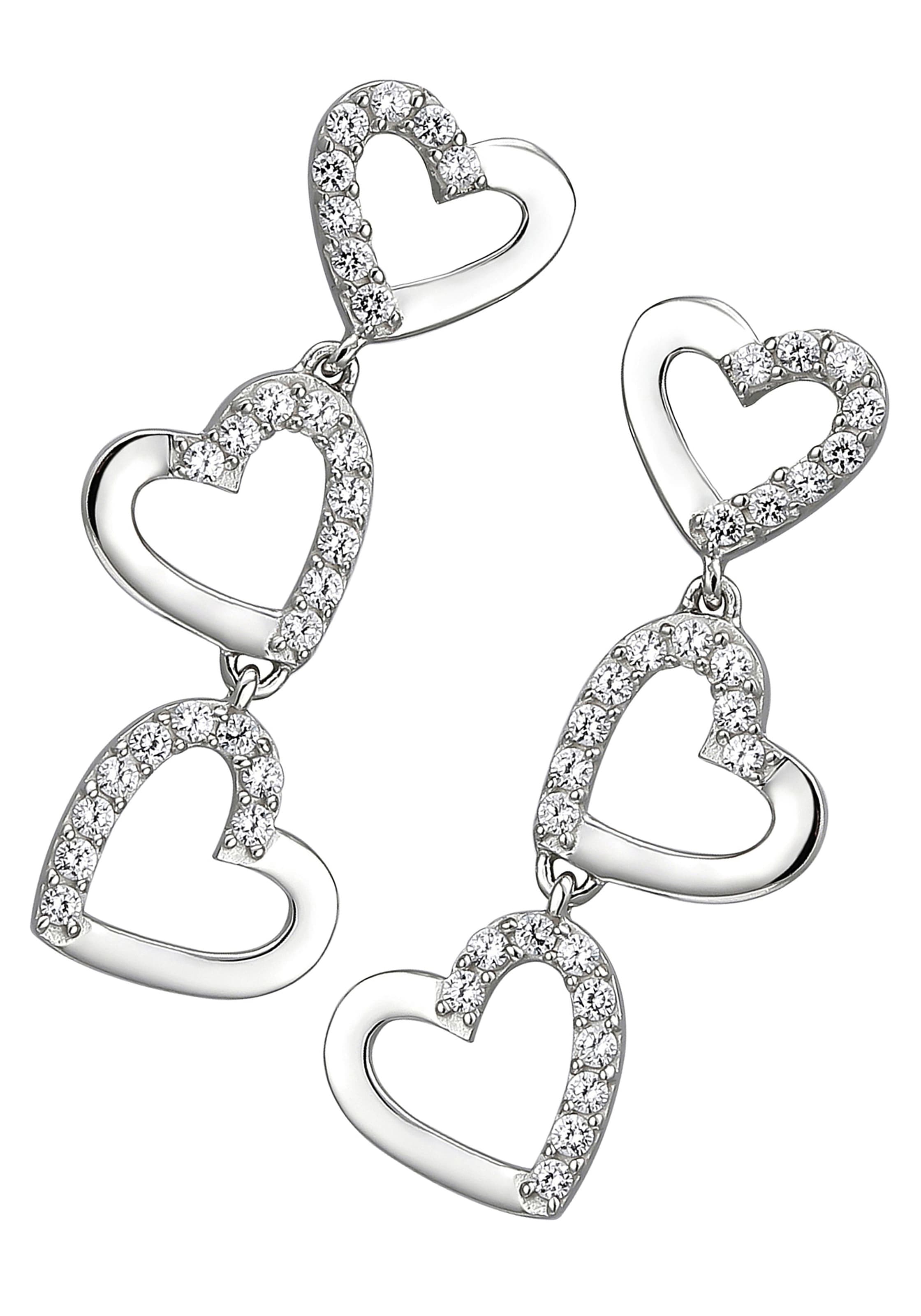 JOBO Paar Ohrhänger »Herz-Ohrringe«, kaufen 925 Silber Zirkonia online mit | BAUR