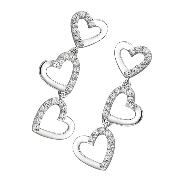 JOBO Paar Ohrhänger »Herz-Ohrringe«, 925 Silber mit Zirkonia online kaufen  | BAUR