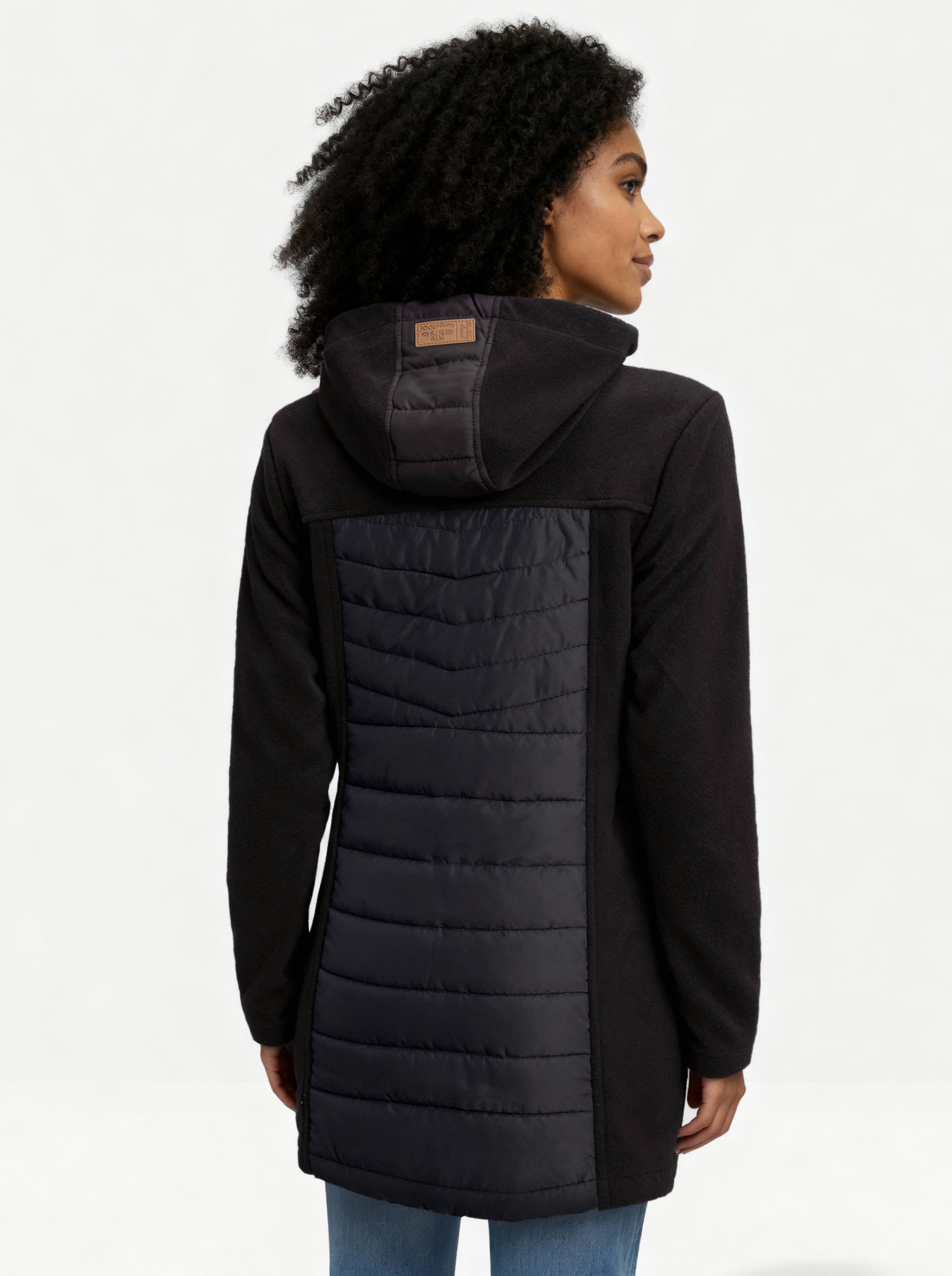 Thumbnail - KangaROOS Langjacke mit Kapuze Hybridjacke - Fleecejacke mit wattierten Bereichen