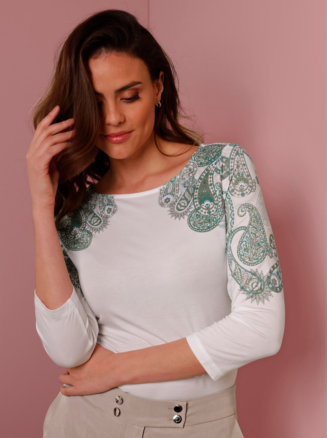 CREATION L PREMIUM 3/4-Arm-Shirt "Lyocell-Shirt", (1 tlg.) günstig online kaufen