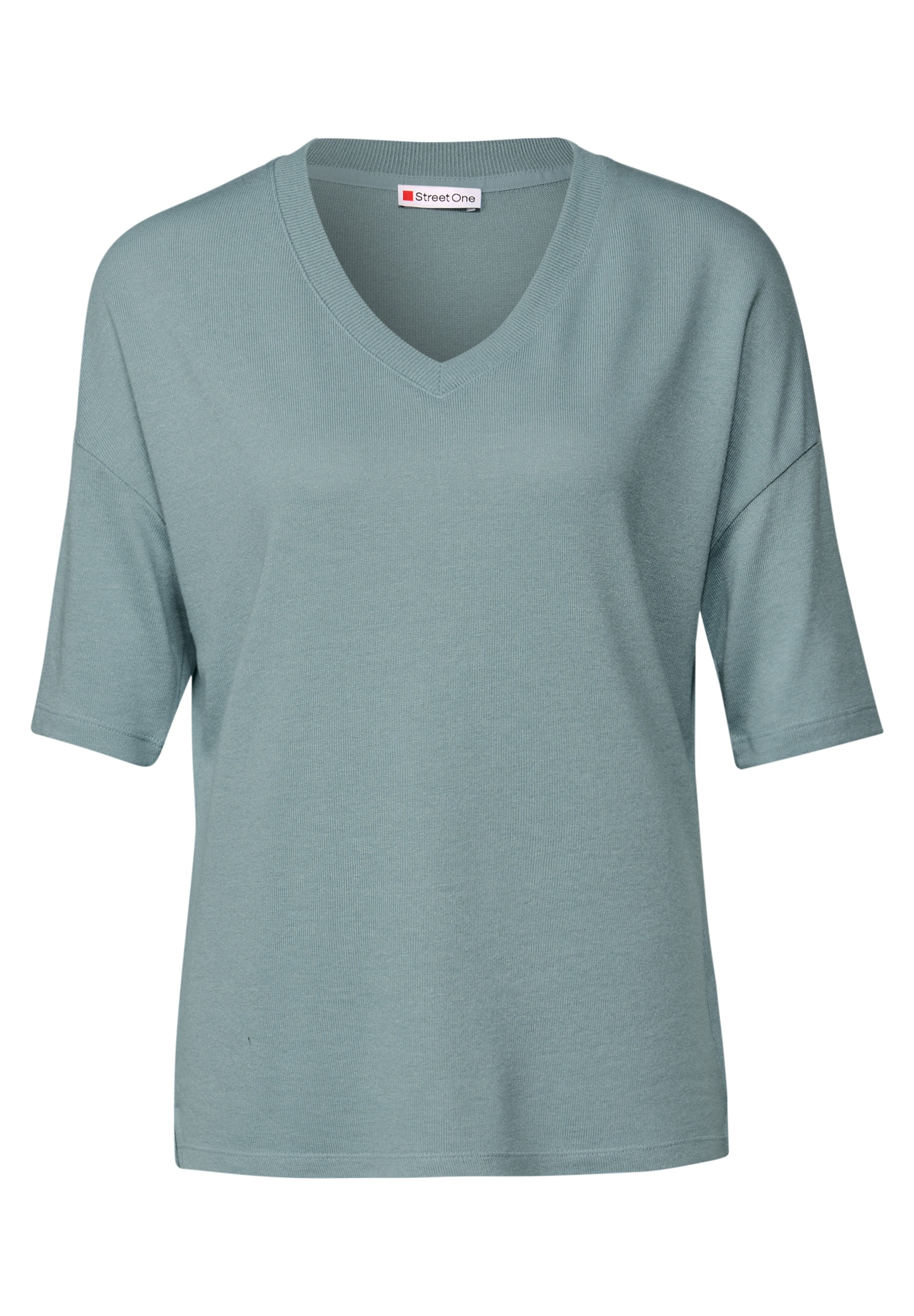 STREET ONE T-Shirt, mit V-Ausschnitt und im Strick-Look