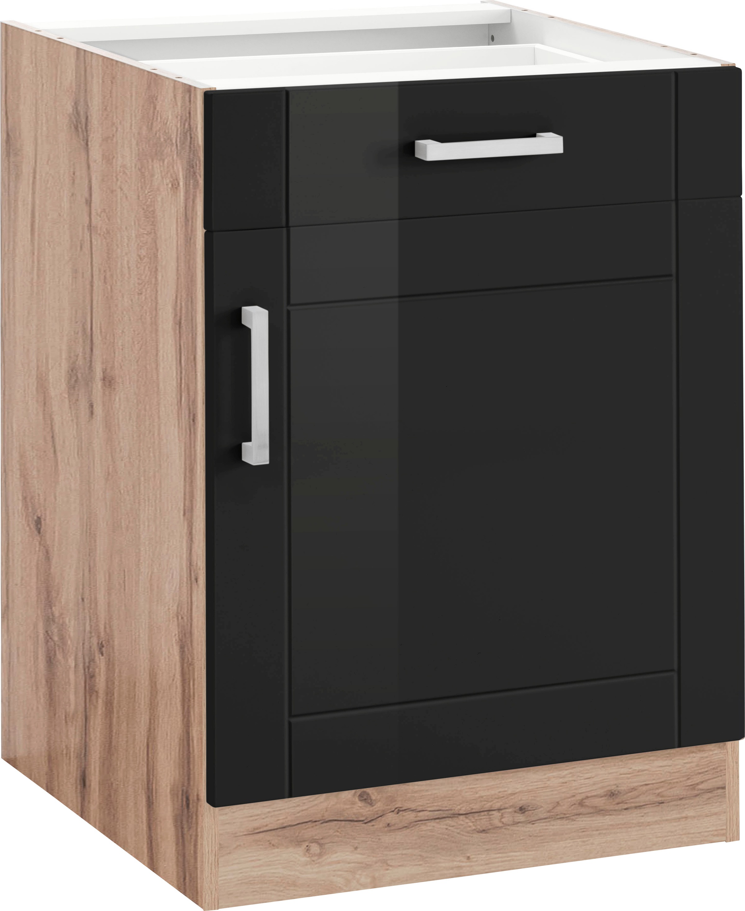 KOCHSTATION Unterschrank "KS-Tinnum", 60 cm breit, MDF-Fronten, Metallgriff, 1 Schubkasten, 1 Tür