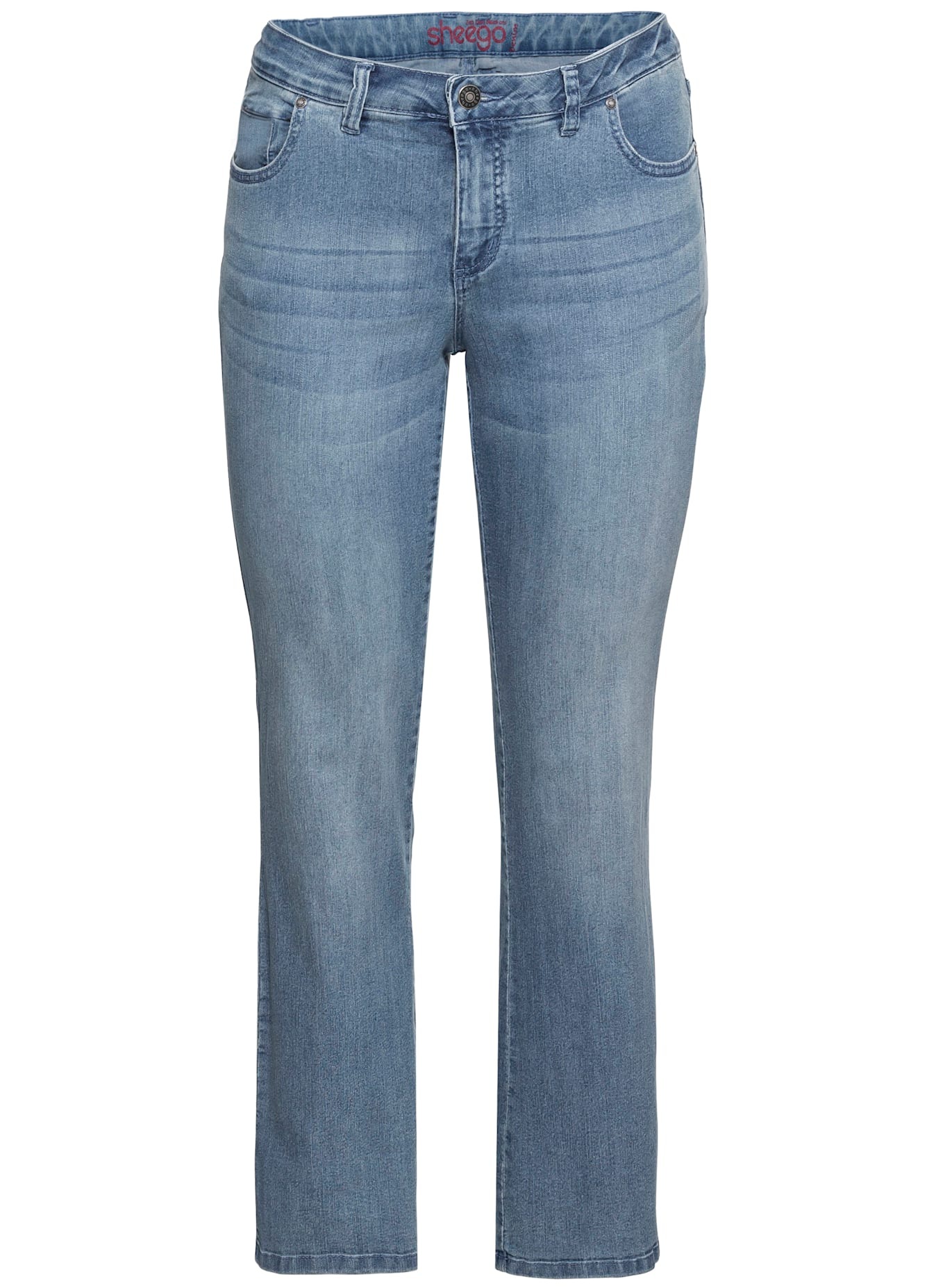 Sheego Damen Bootcut-Jeans Blau Gr. 52 3