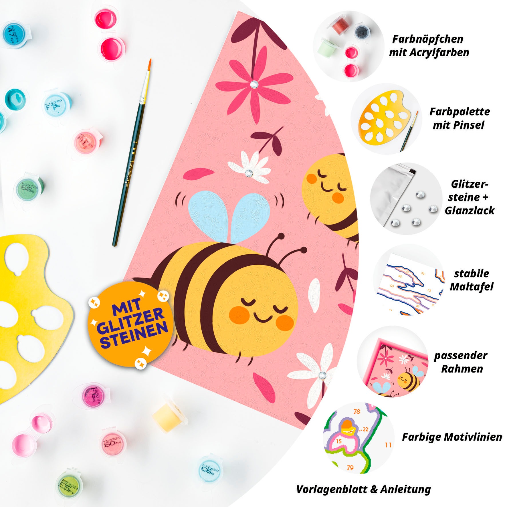 Ravensburger Malen nach Zahlen »CreArt, Niedliche Hummeln«, Made in Europe