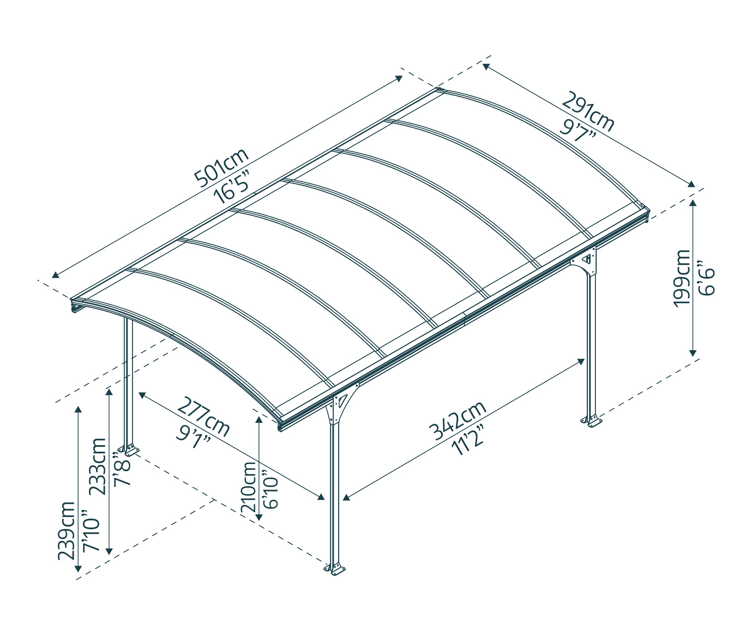 Palram - Canopia Einzelcarport »Vitoria«, Aluminium, 277 cm, Anthrazit, 100% UV-geschützt