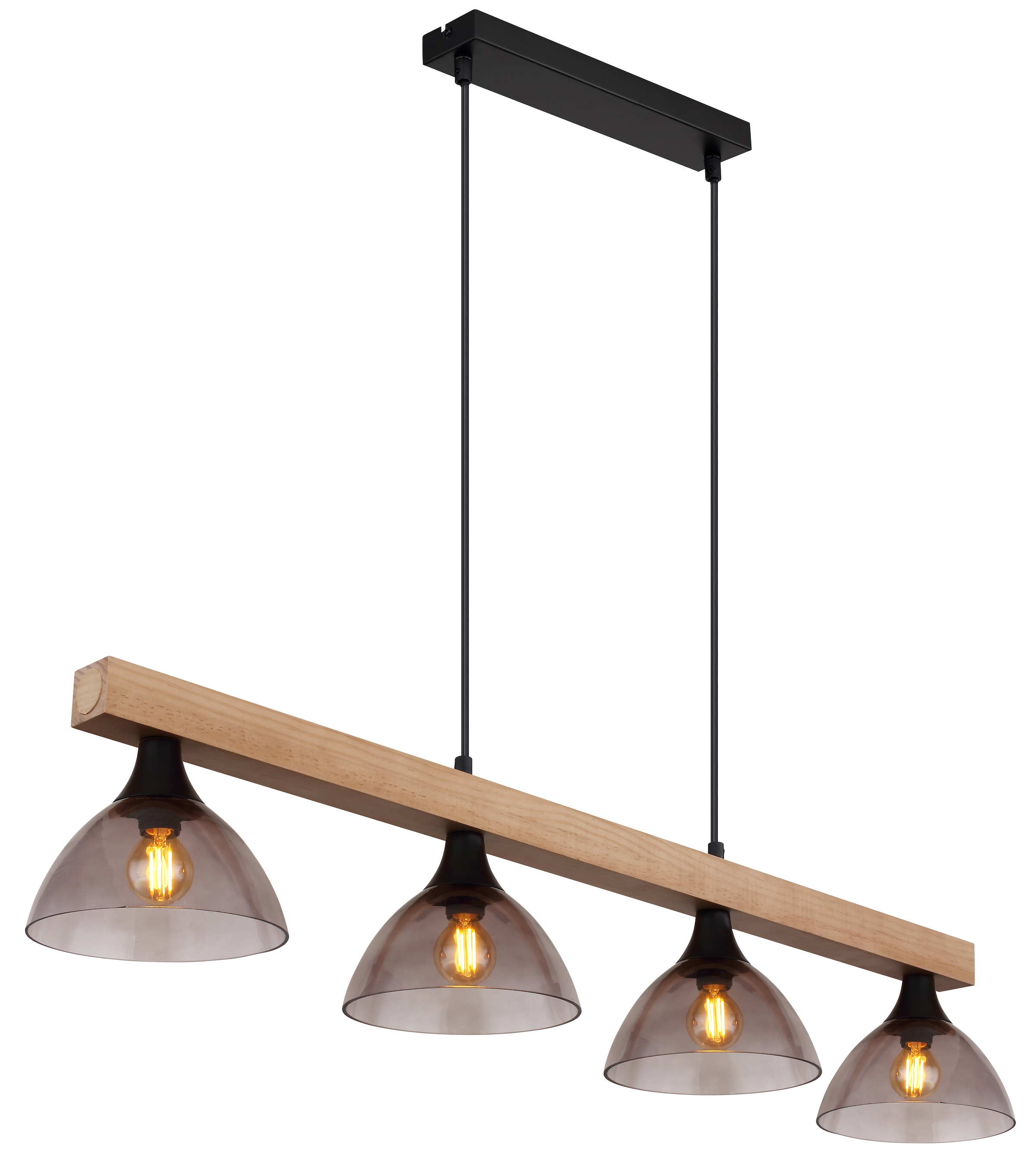 GLOBO LIGHTING Hängeleuchte »LINDI« E14 1 Stk. Hängeleuchte für Esszimmer Holz & Rauchglas