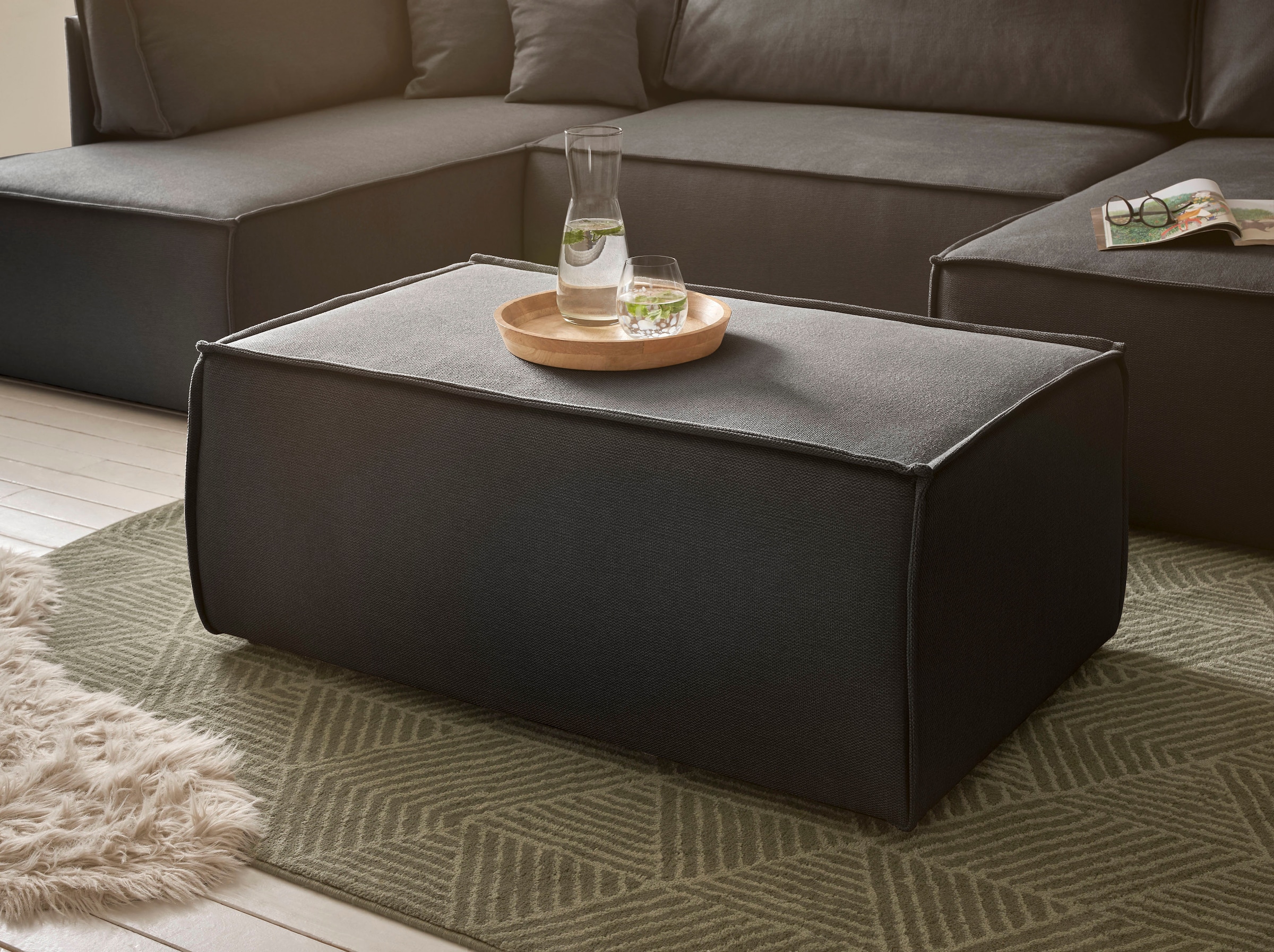 OTTO home Hocker »FINNLEY Struktur fein, Polsterhocker zur Serie FINNLEY« passend zur Polster-Serie Finnley
