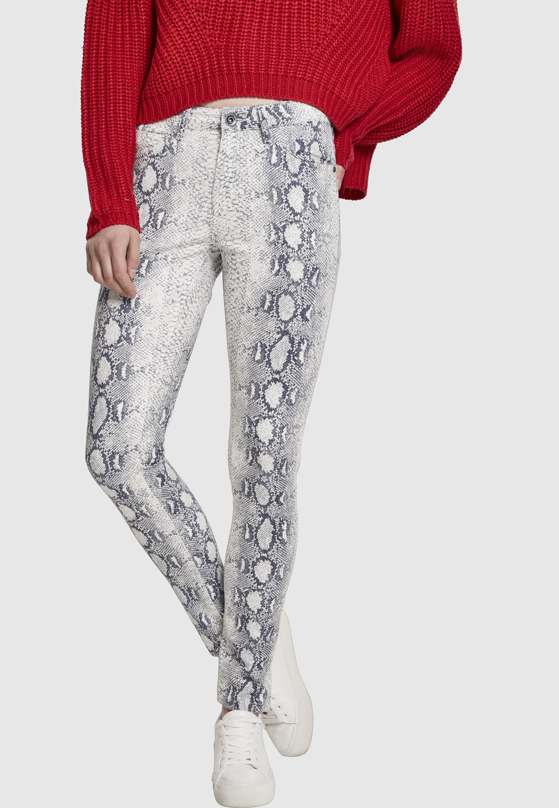 URBAN CLASSICS Stoffhose »Urban Classics Damen Ladies Animal Stretch Twill Skinny Pants«