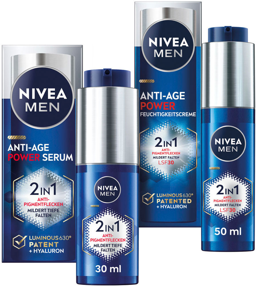 Nivea Men Pflege-Set »ANTI-AGE 2IN1 Power Serum & Feuchtigkeitscreme LSF30«, (2 tlg.)