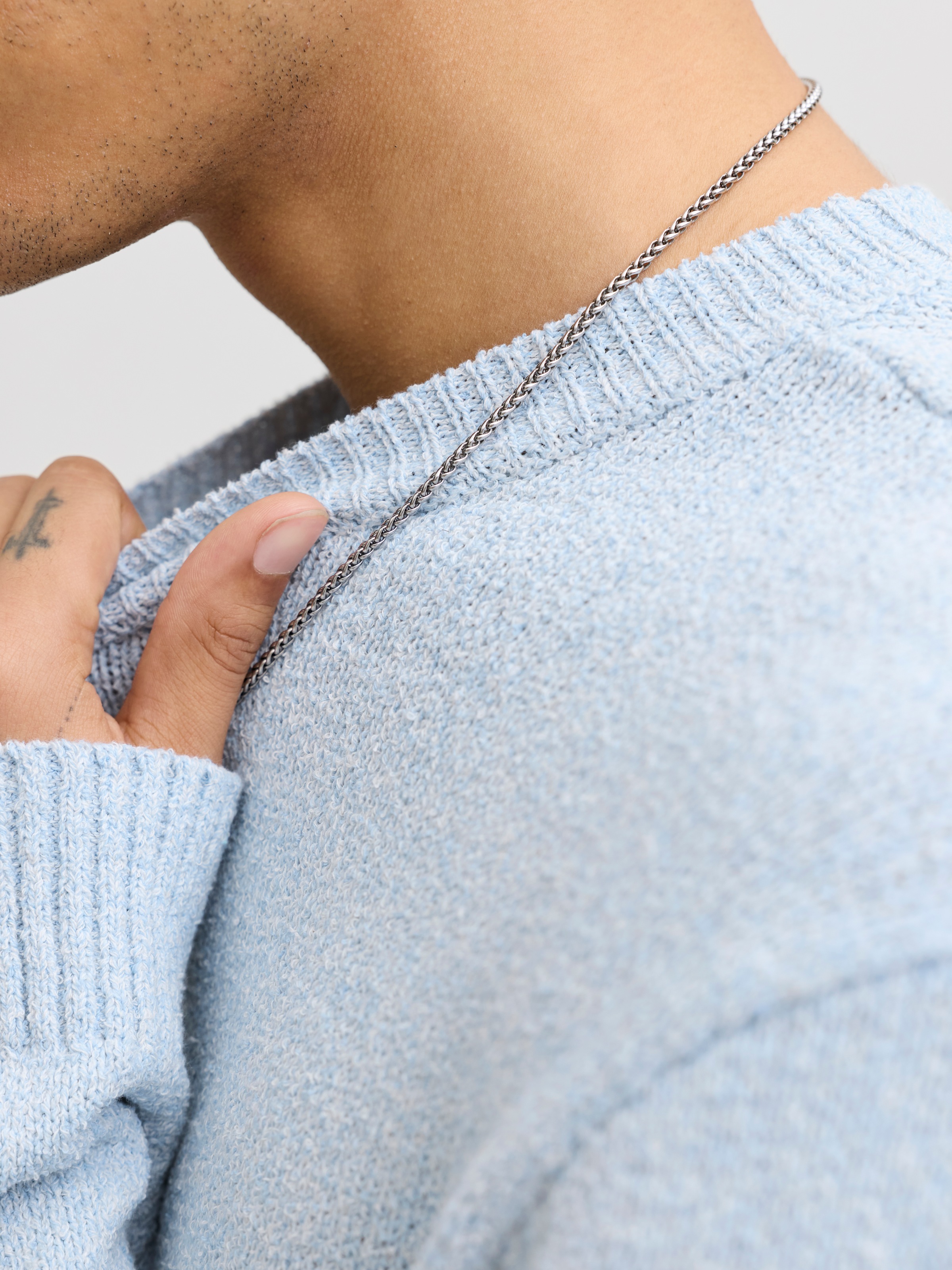 Jack & Jones Jorrorrebro Catskills Knit Crew Neck Sweater Blue Size L 3