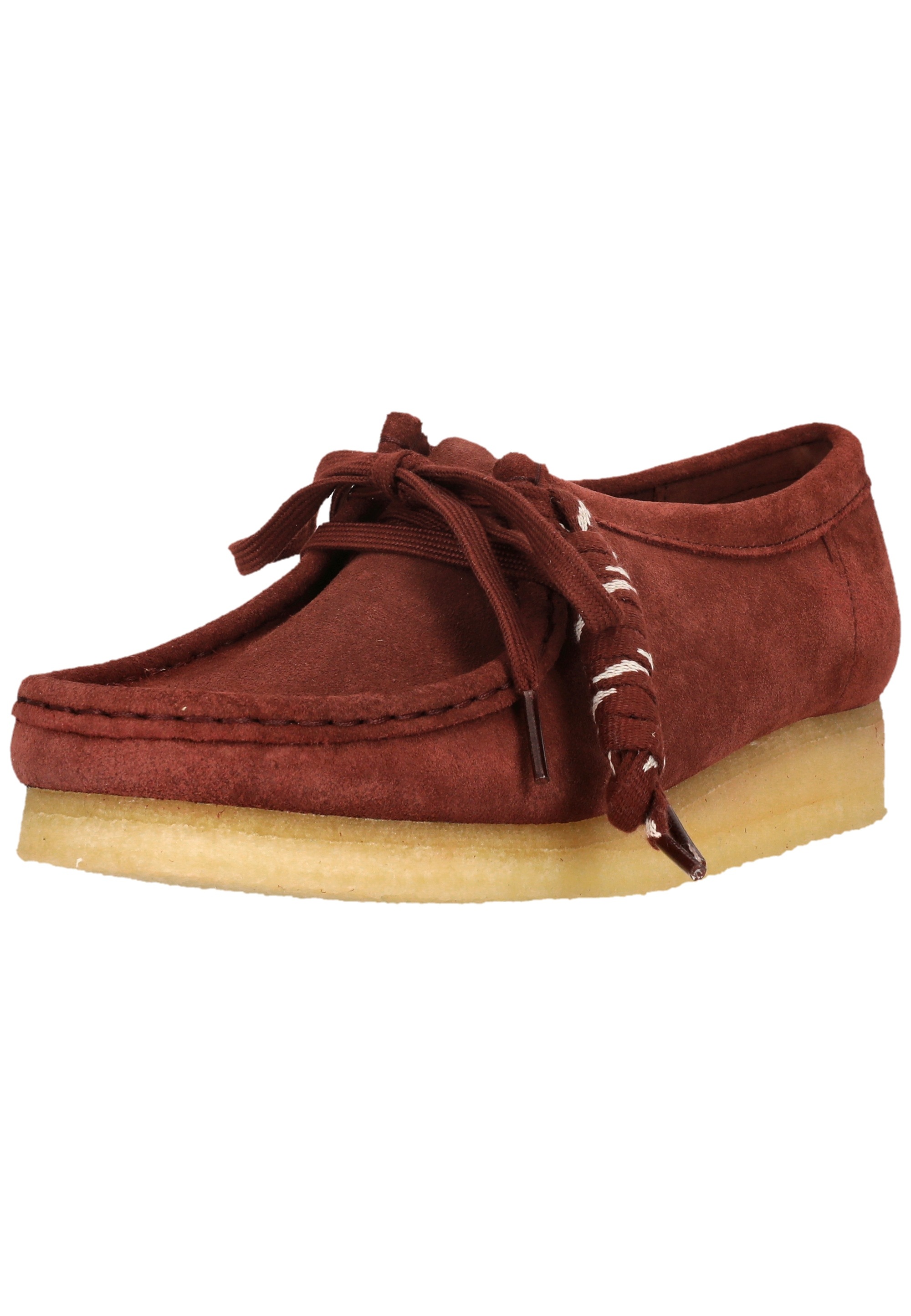 Clarks Schnürschuh "Wallabee. Deep Red Sde" mit ikonischer Sohle